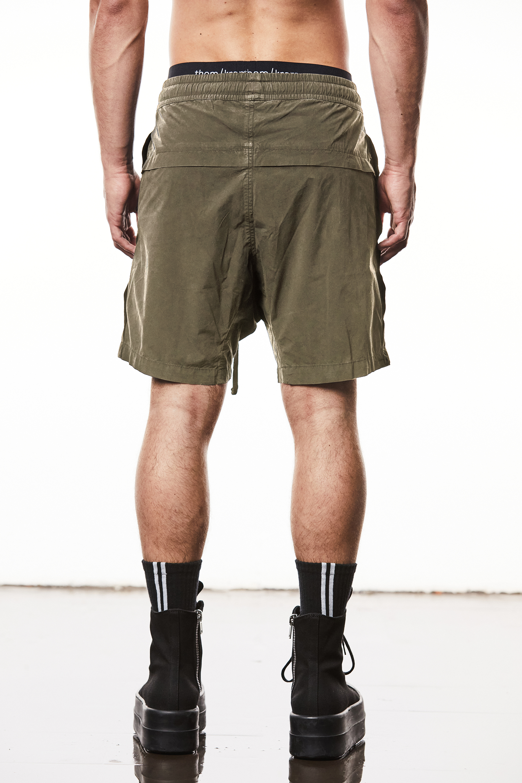 THOM KROM Dropped Crotch Washed Crashed Cotton Stretch Shorts THOM KROM Dropped Crotch Washed Crashed Cotton Stretch Shorts