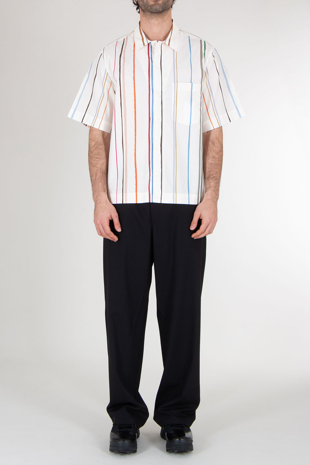 PAUL SMITH Relaxed Fit Painted Signature Stripe  Short Sleeve Shirt