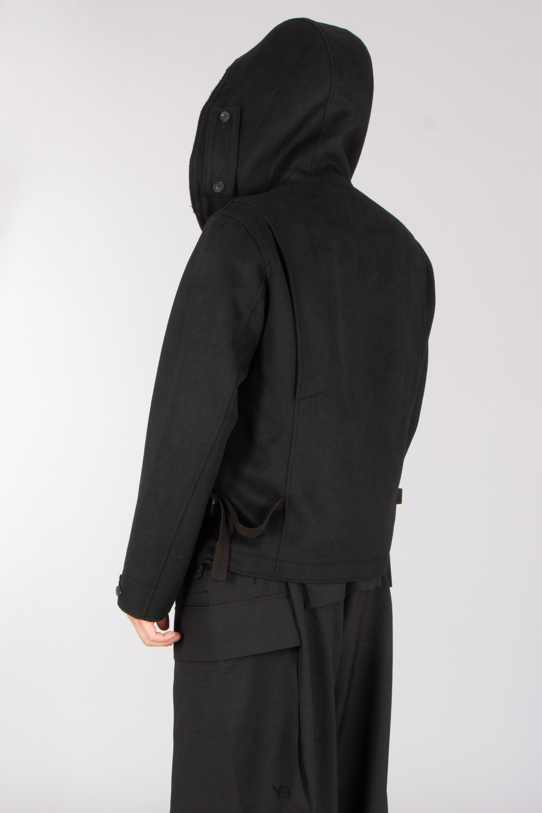 Y-3 Loose Fit Melton Wool Blend Jacket Mantel, Kapuze, Kapuzenpulli, Pullover, Modisch