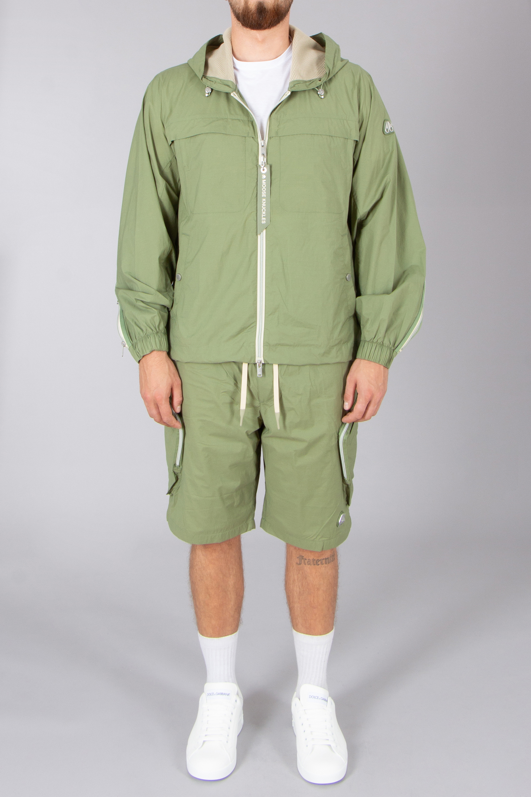 MOOSE KNUCKLES Loose Fit Recyceld Nylon-Cotton Stretch Crinkle Forum Windbreaker Mantel, Kurze Hose, Jacke, Mann, Person