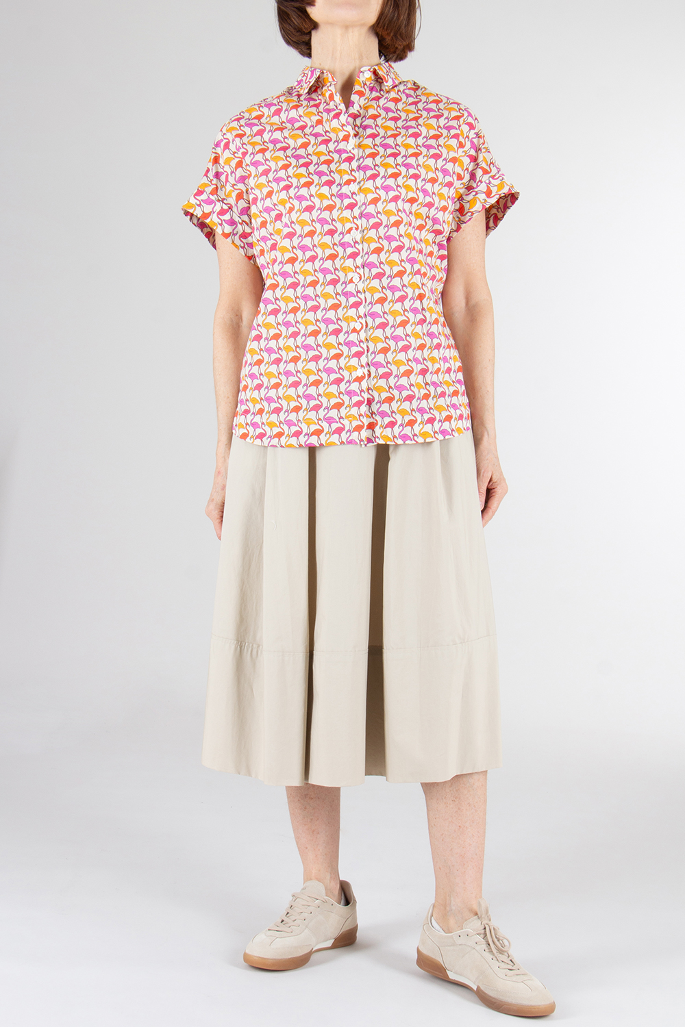 0039 ITALY Relaxed Fit patterned Cotton Blouse 