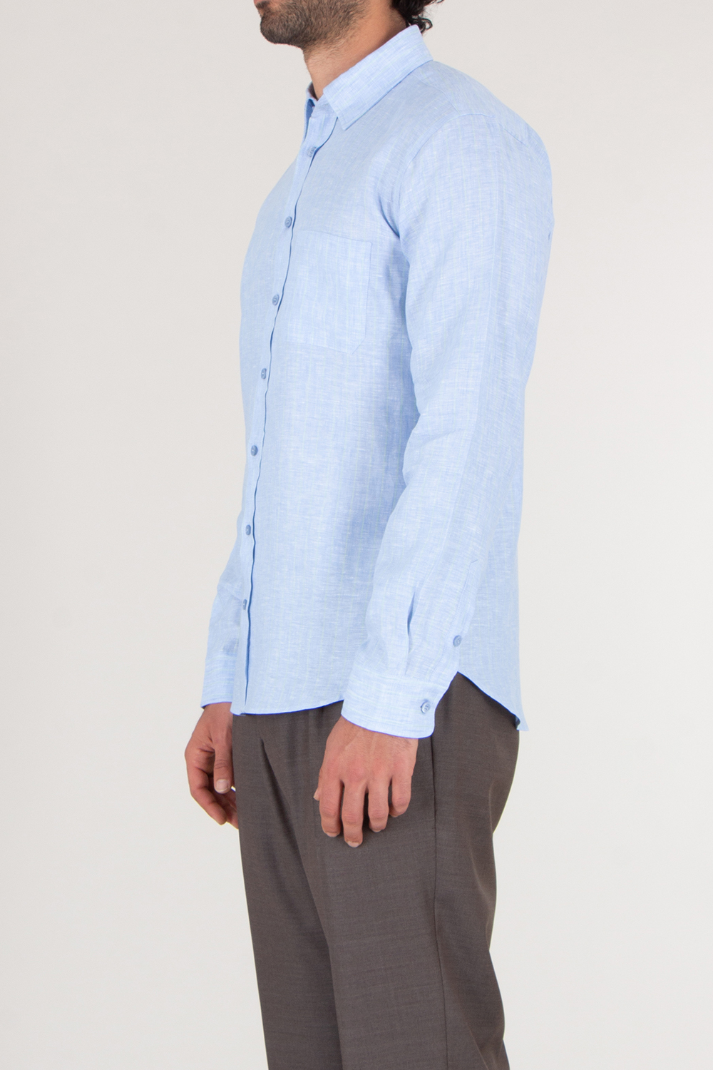 SEAESE Regular Fit Linen Pinstripe Shirt