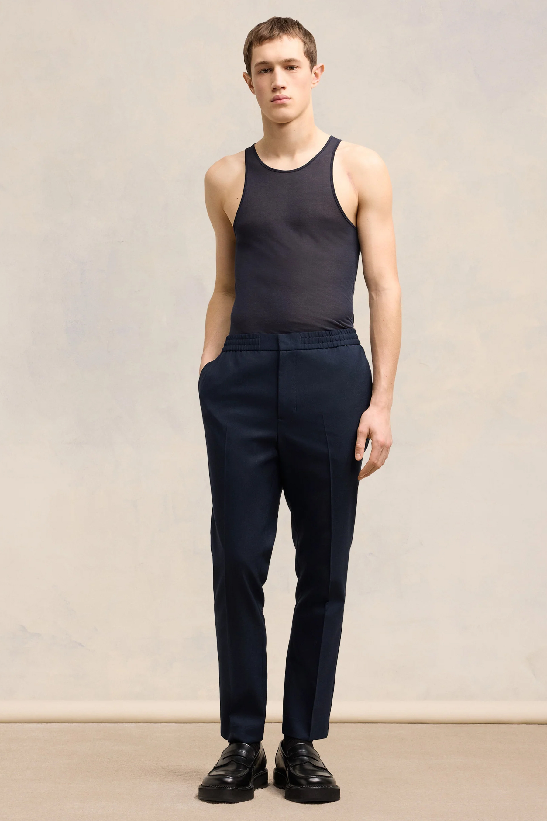 AMI PARIS Straight Leg Virgin Wool Canvas Pants AMI PARIS Straight Leg Virgin Wool Canvas Pants