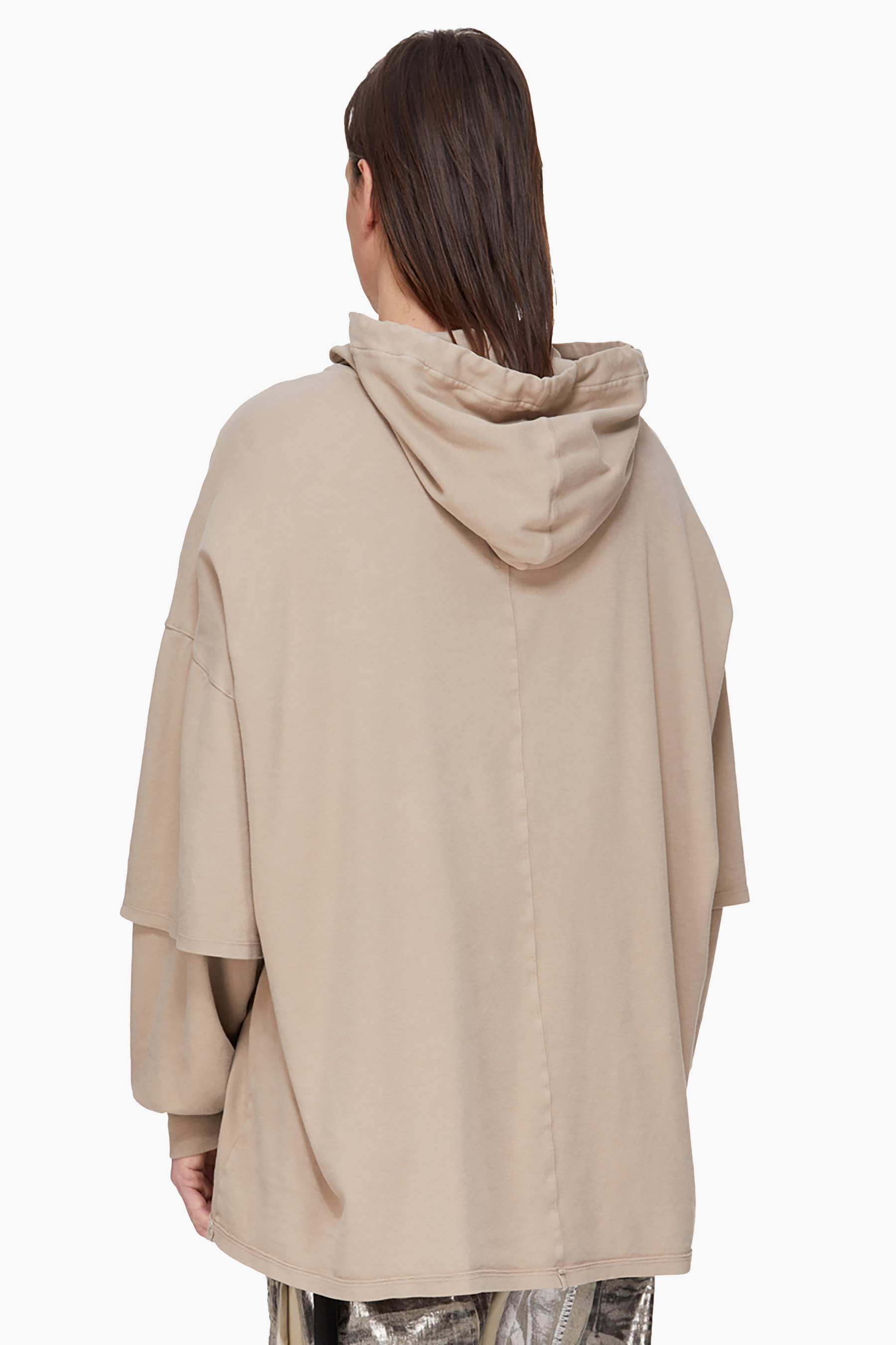 RICK OWENS DRKSHDW Jumbo Oversized Fit Double Brushed Organic Cotton Jersey Tommy Hustler Hoodie Modisch, Kleidung, Mantel, Umhang, Poncho