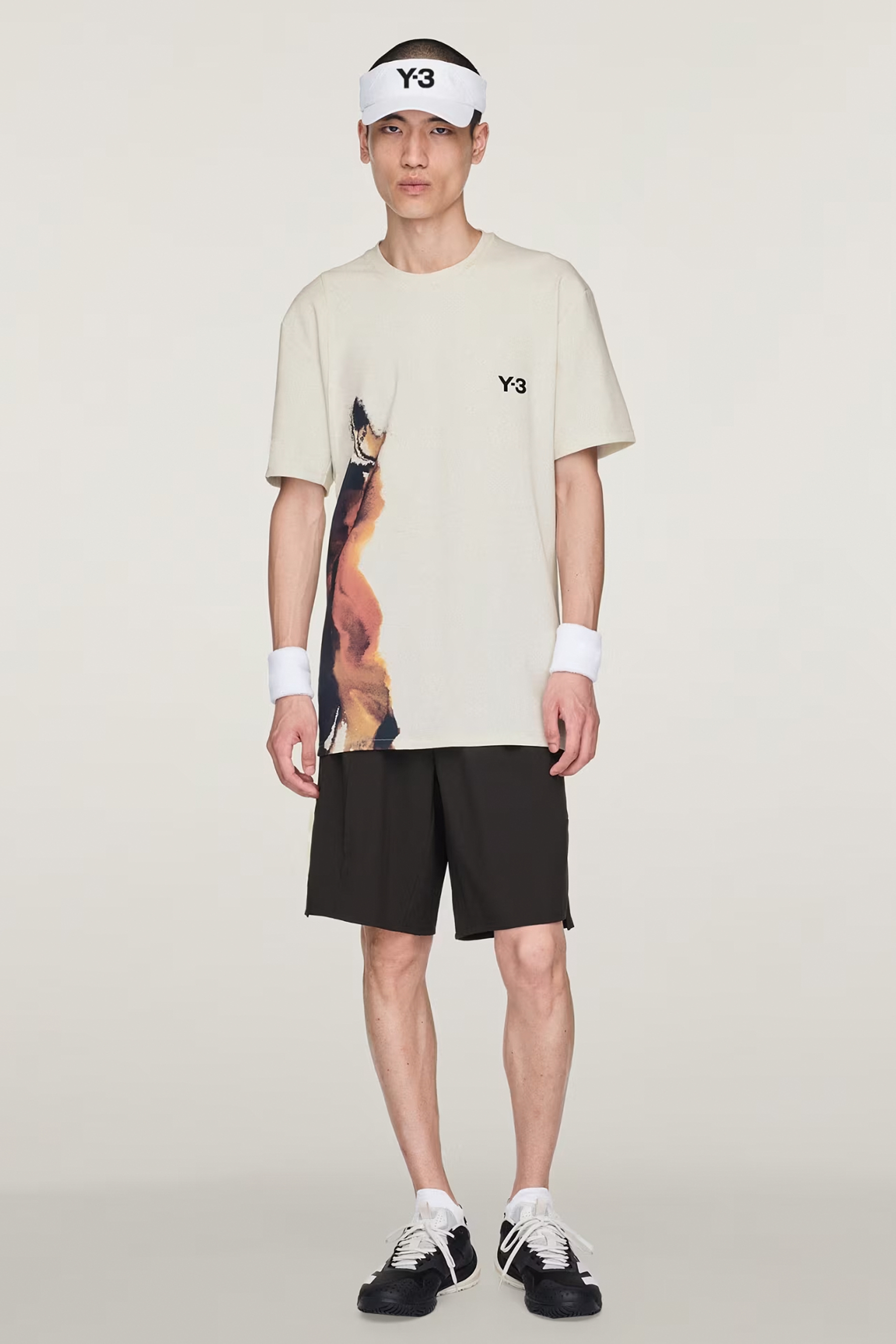 Y-3 Regular Fit Printed Recycled Polyester-Cotton Stretch Climacool Tennis Pro FreeLift T-Shirt Kurze Hose, T-shirt, Junge, Person, Jugendlich