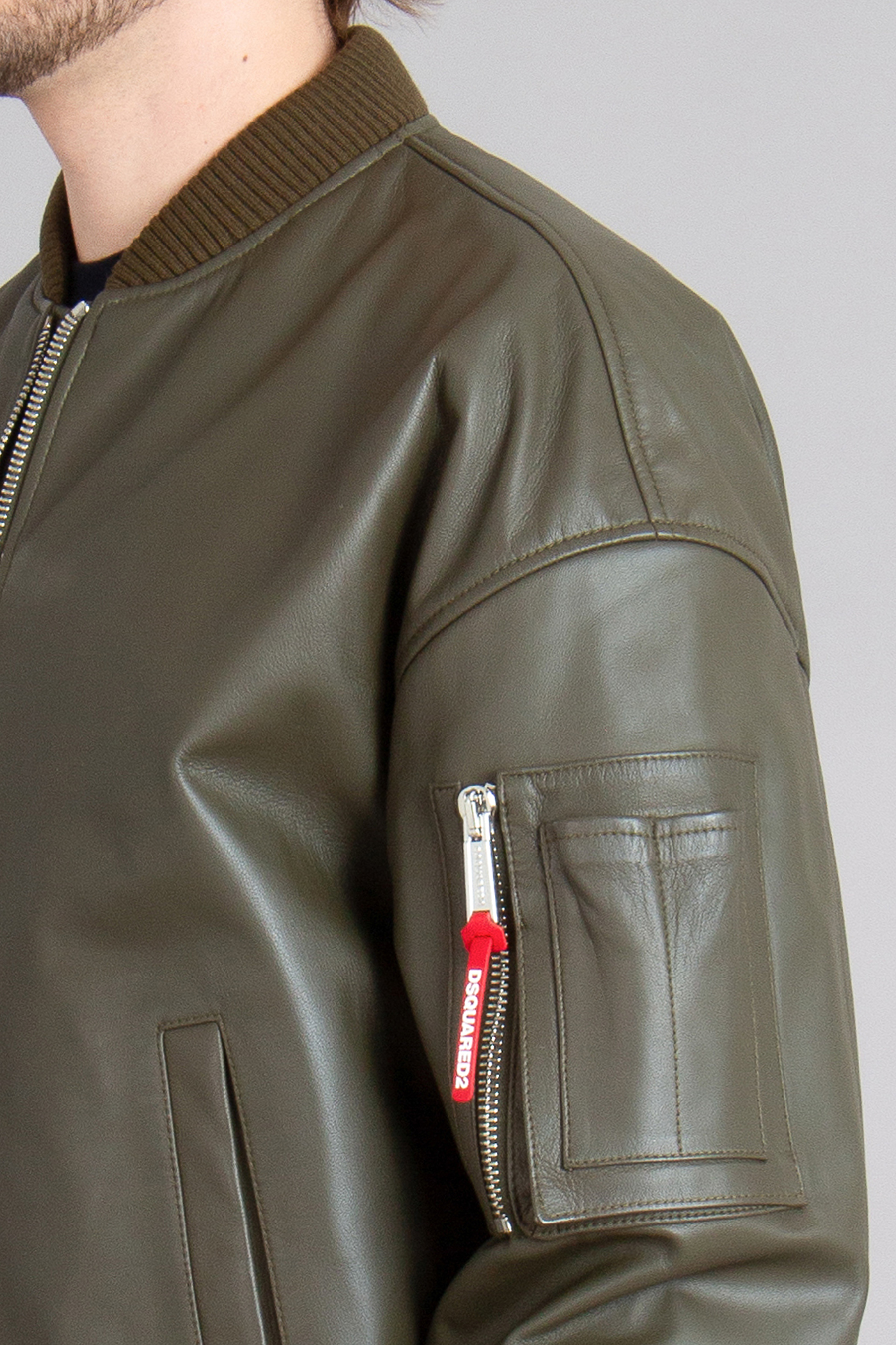 DSQUARED2 Lamb Leather Cyprus Bomber Jacket DSQUARED2 Lamb Leather Cyprus Bomber Jacket