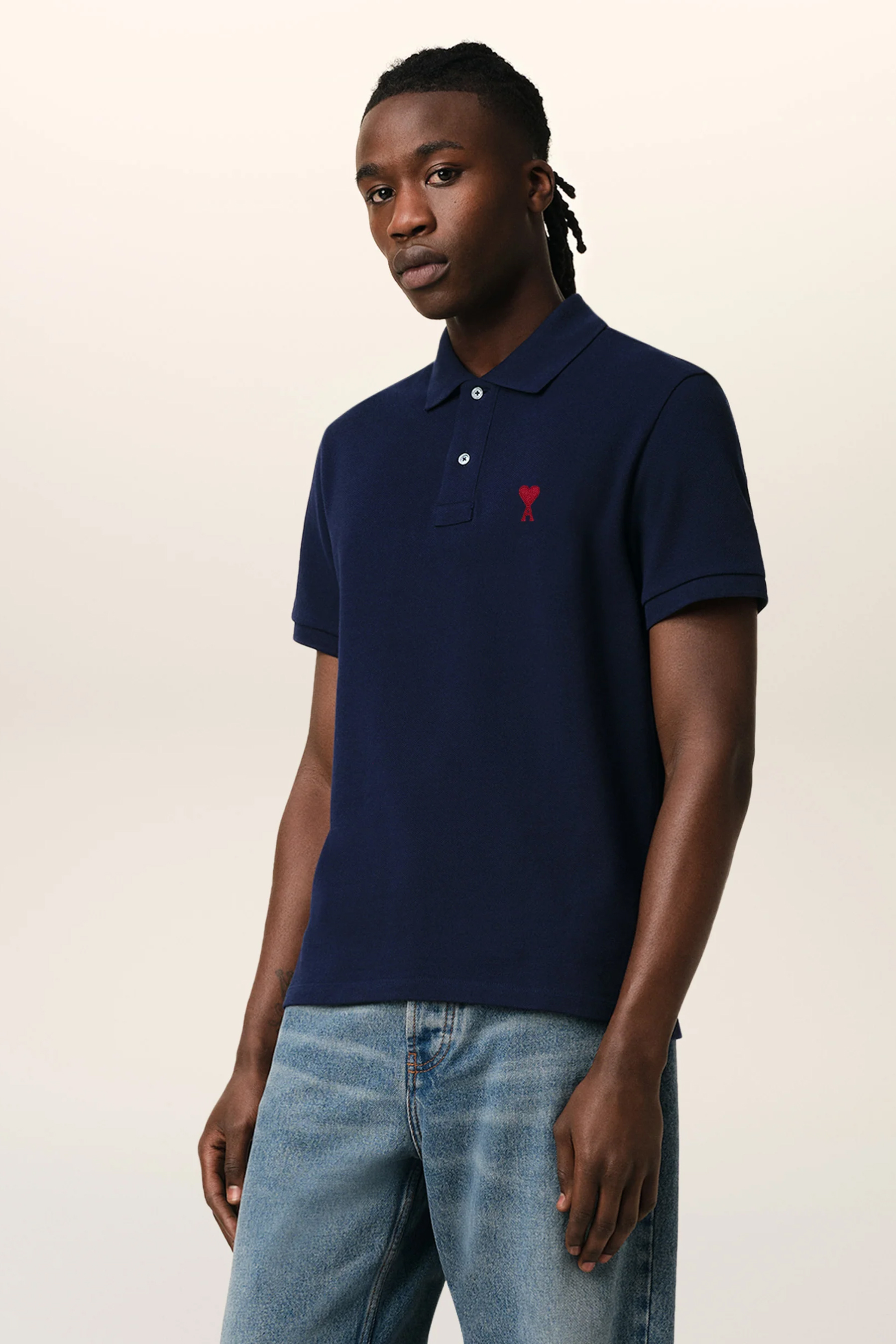 AMI PARIS Classic Fit Ami De Coeur Organic Cotton Piqué Polo Shirt AMI PARIS Classic Fit Ami De Coeur Organic Cotton Piqué Polo Shirt