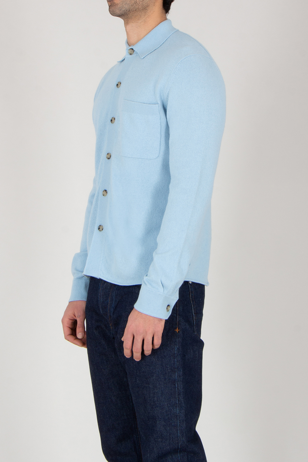 ALLUDE Regular Fit Cotton-Cashmere Blend Knit Shirt