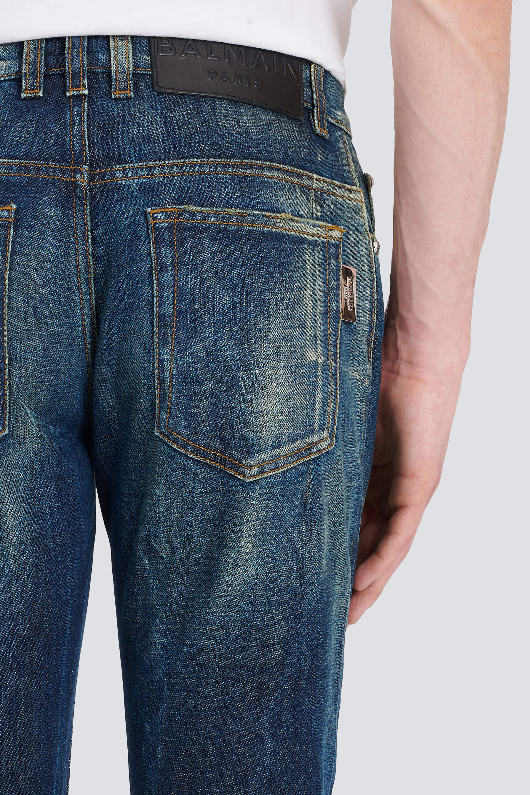 BALMAIN Slim Fit Bleach Effect Jeans