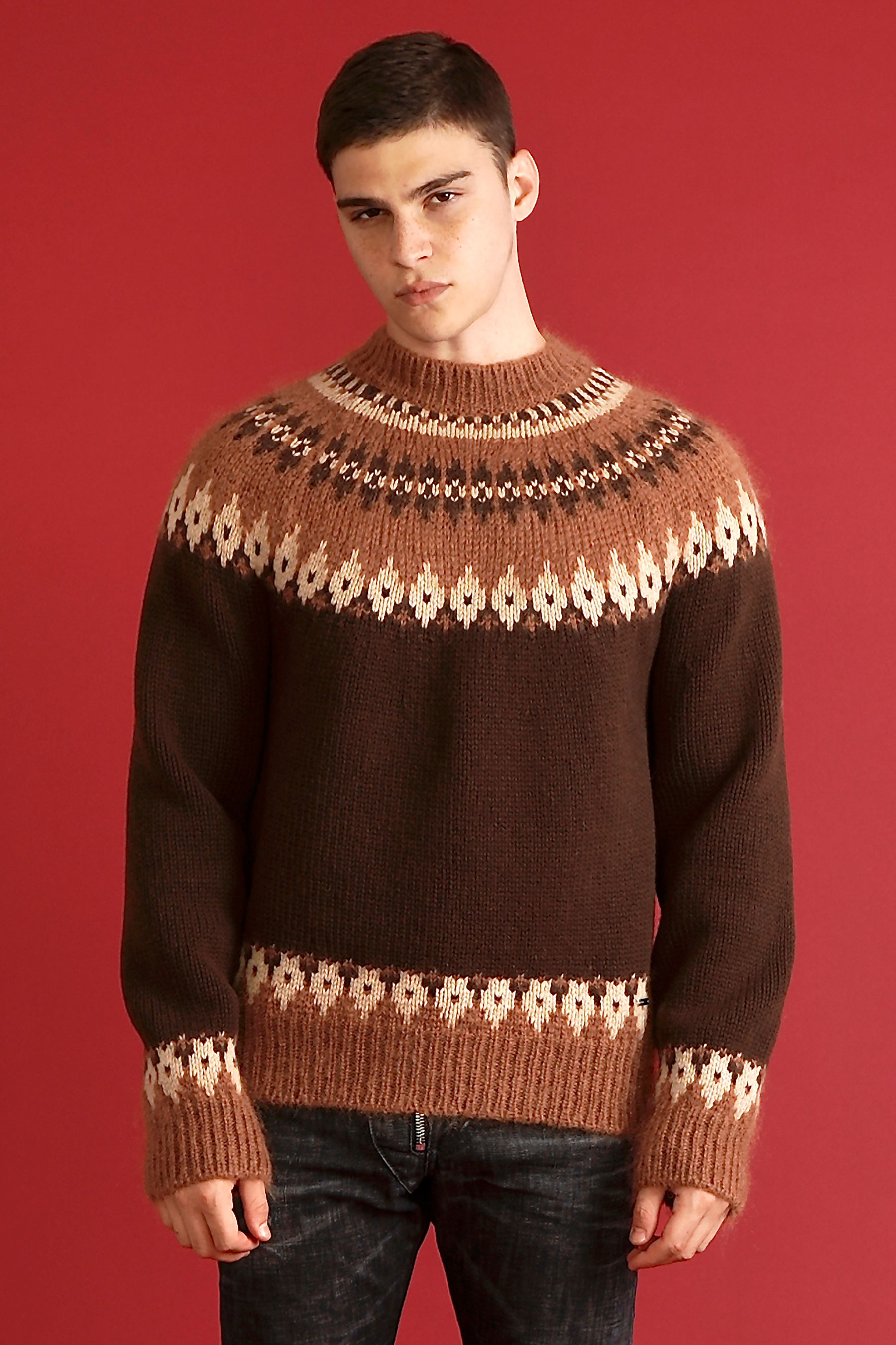 DSQUARED2 Jacquared Virgin Wool-Mohair Blend Sweater DSQUARED2 Jacquared Virgin Wool-Mohair Blend Sweater
