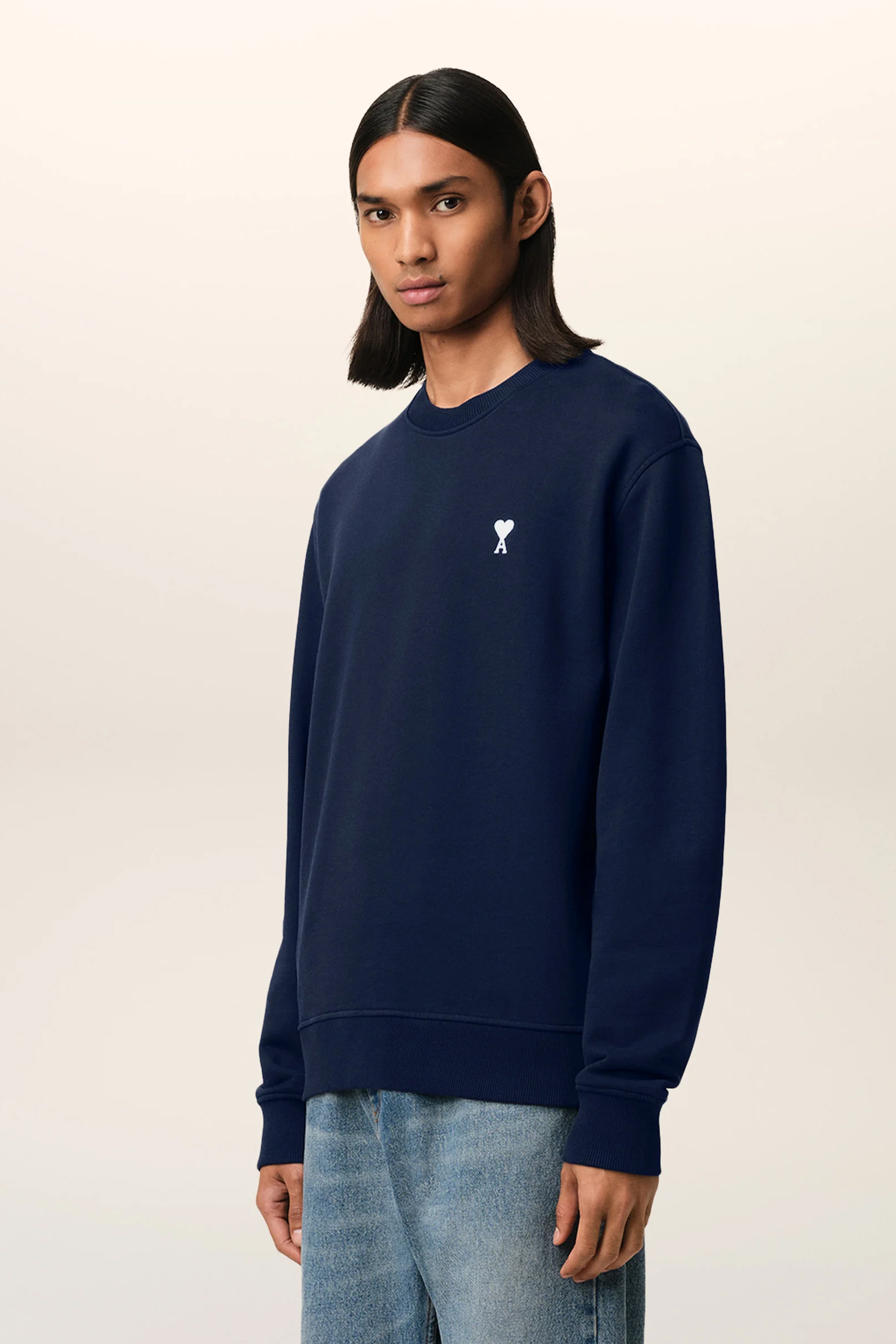 AMI PARIS Classic Fit Ami De Coeur Organic Cotton Fleece Sweatshirt AMI PARIS Classic Fit Ami De Coeur Organic Cotton Fleece Sweatshirt