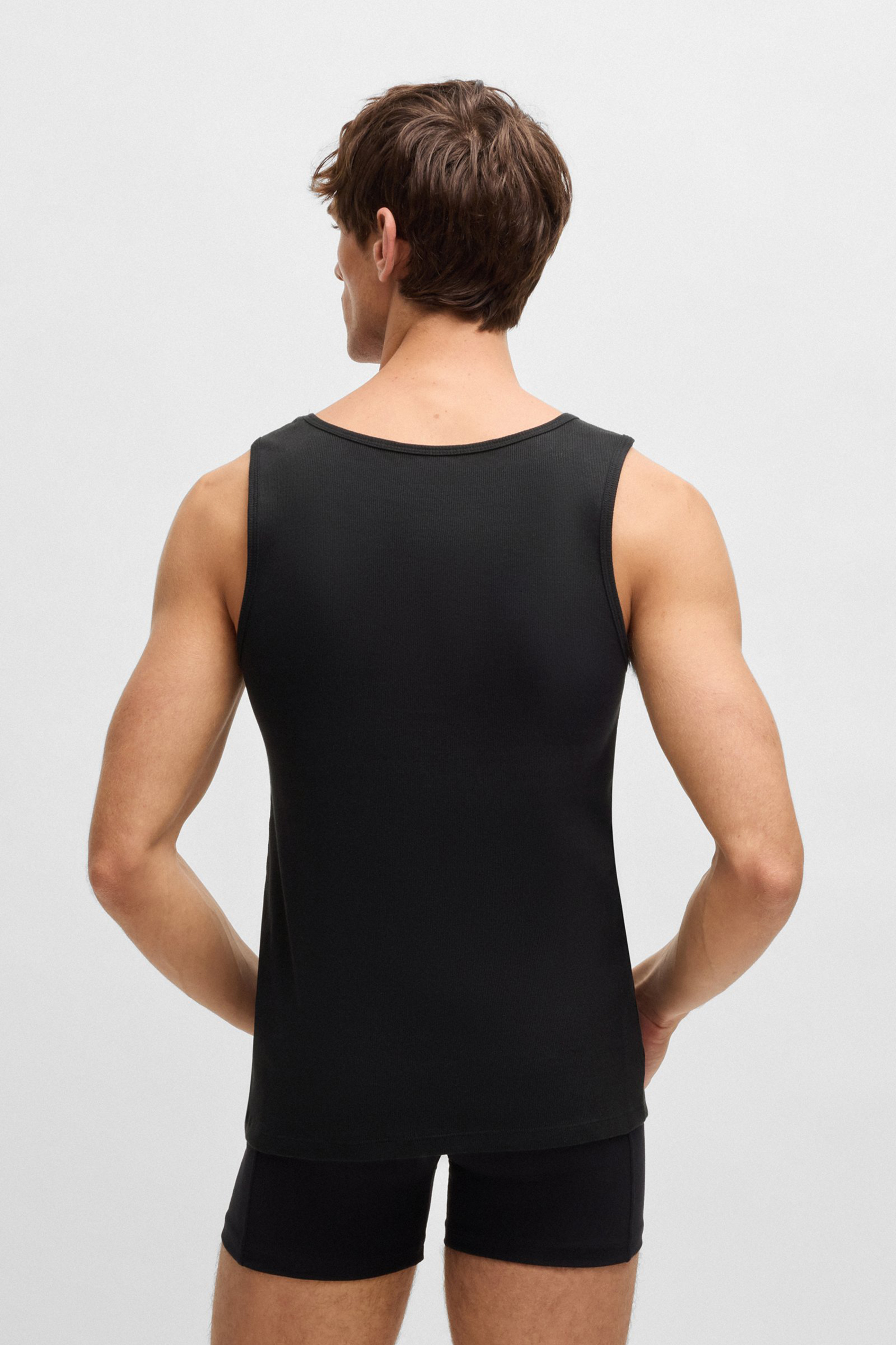 BOSS 3-Pack Regular Fit Ribbed Cotton Tank Tops BOSS 3-Pack Regular Fit Ribbed Cotton Tank Tops