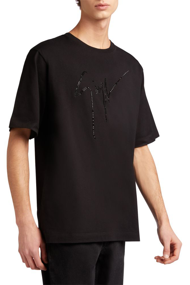 GIUSEPPE ZANOTTI Signature Rhinestone Cotton T-Shirt