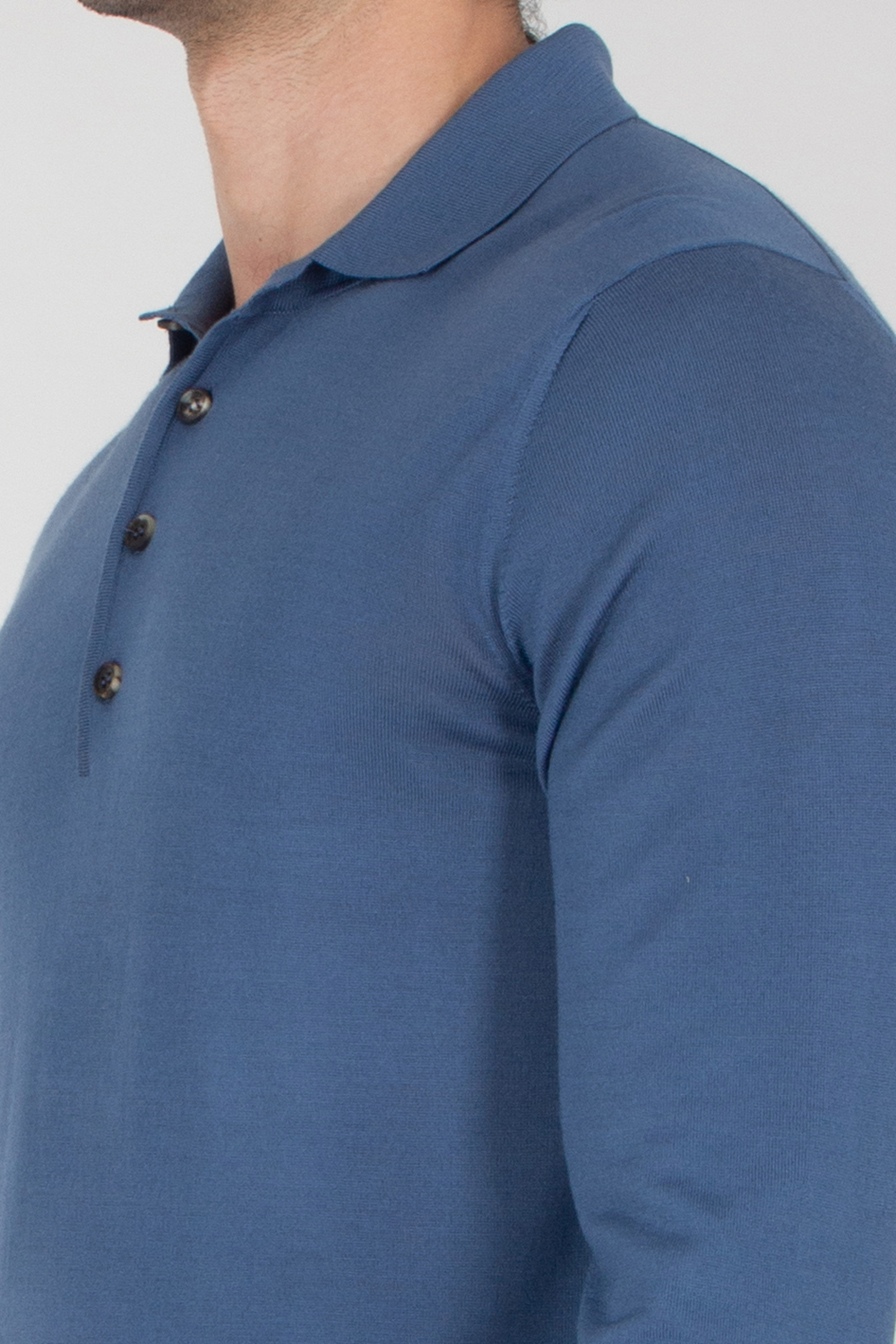 AIDA BARNI Regular Fit Wool Long Sleeve Polo Shirt