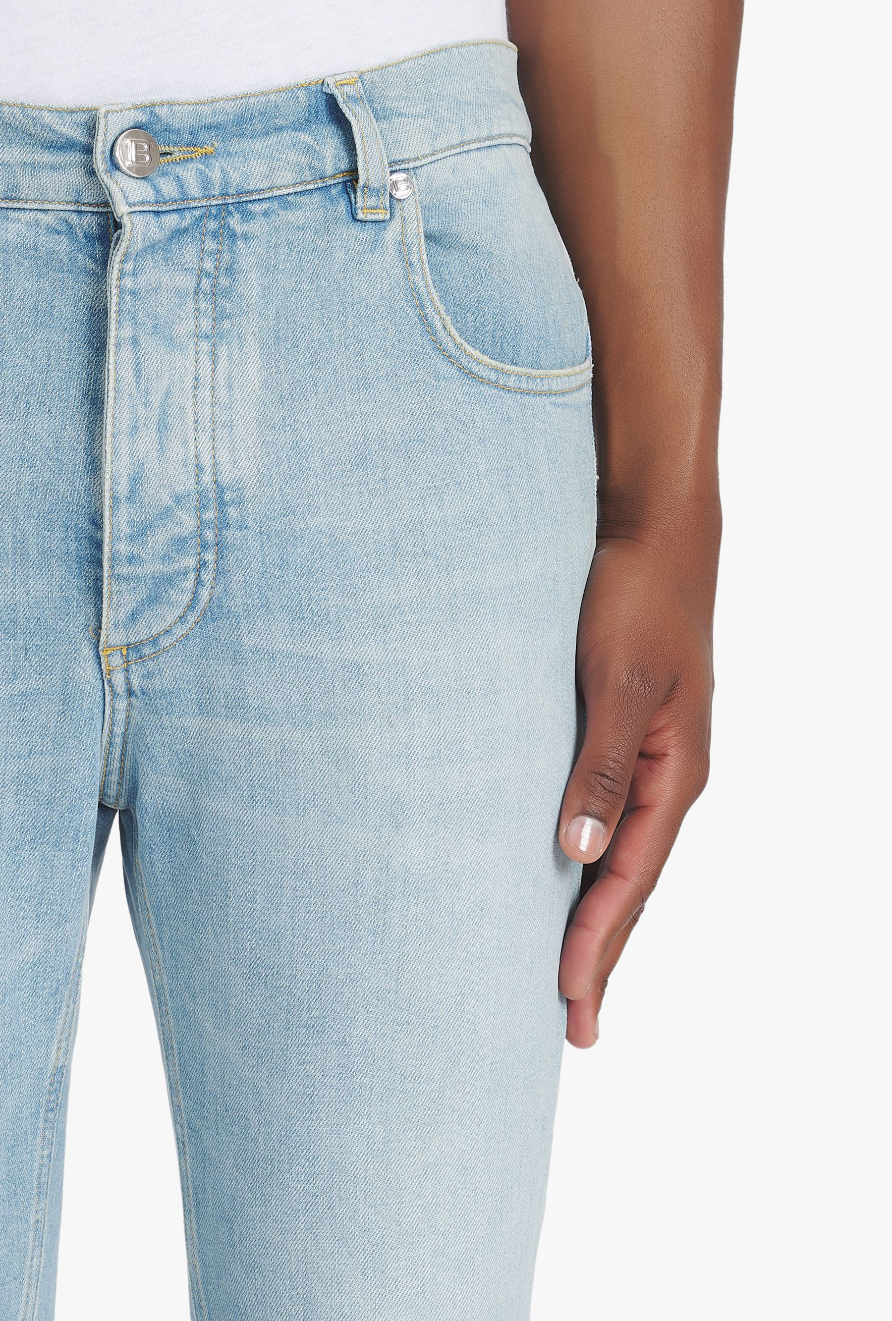 BALMAIN Stonewashed Cotton Stretch Denim Jeans BALMAIN Stonewashed Cotton Stretch Denim Jeans