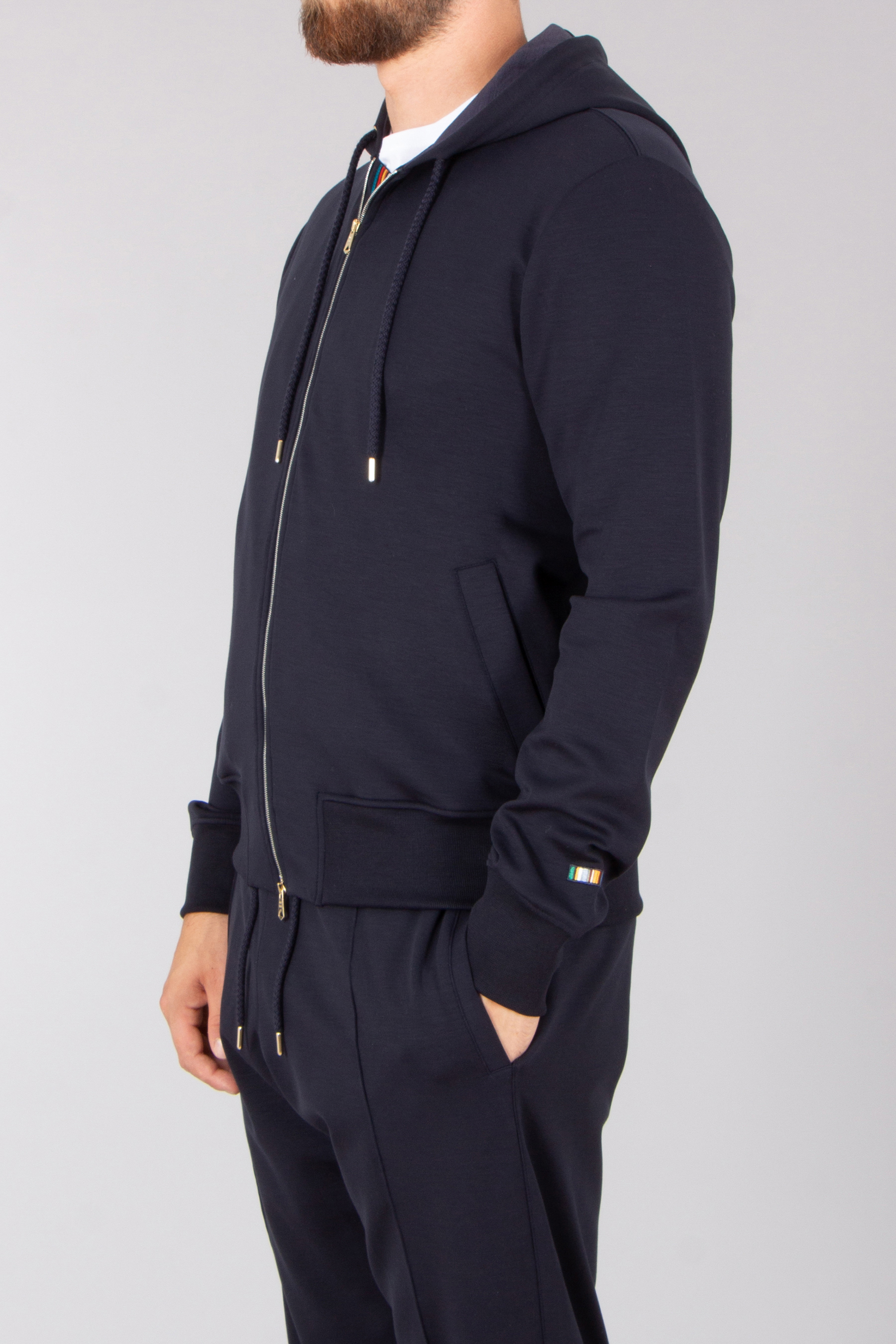 PAUL SMITH Regular Fit Lyocell-Cotton Stretch Jersey Zip-Up Hoodie Mantel, Kapuzenpulli, Pullover, Sweatshirt, Langarm