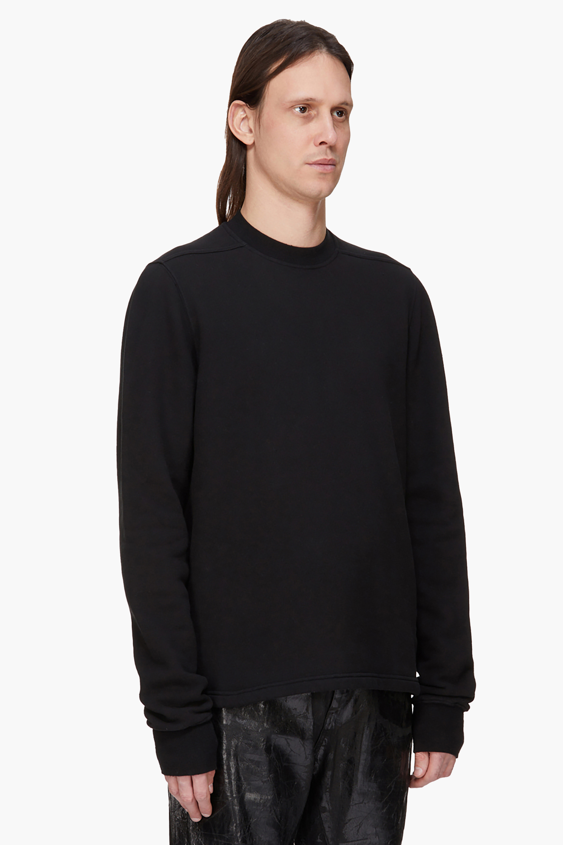 RICK OWENS DRKSHDW Regular Fit Brushed Organic Cotton French Terry Crewneck Sweatshirt Langarm, Strickwaren, Pullover, Sweatshirt, Person