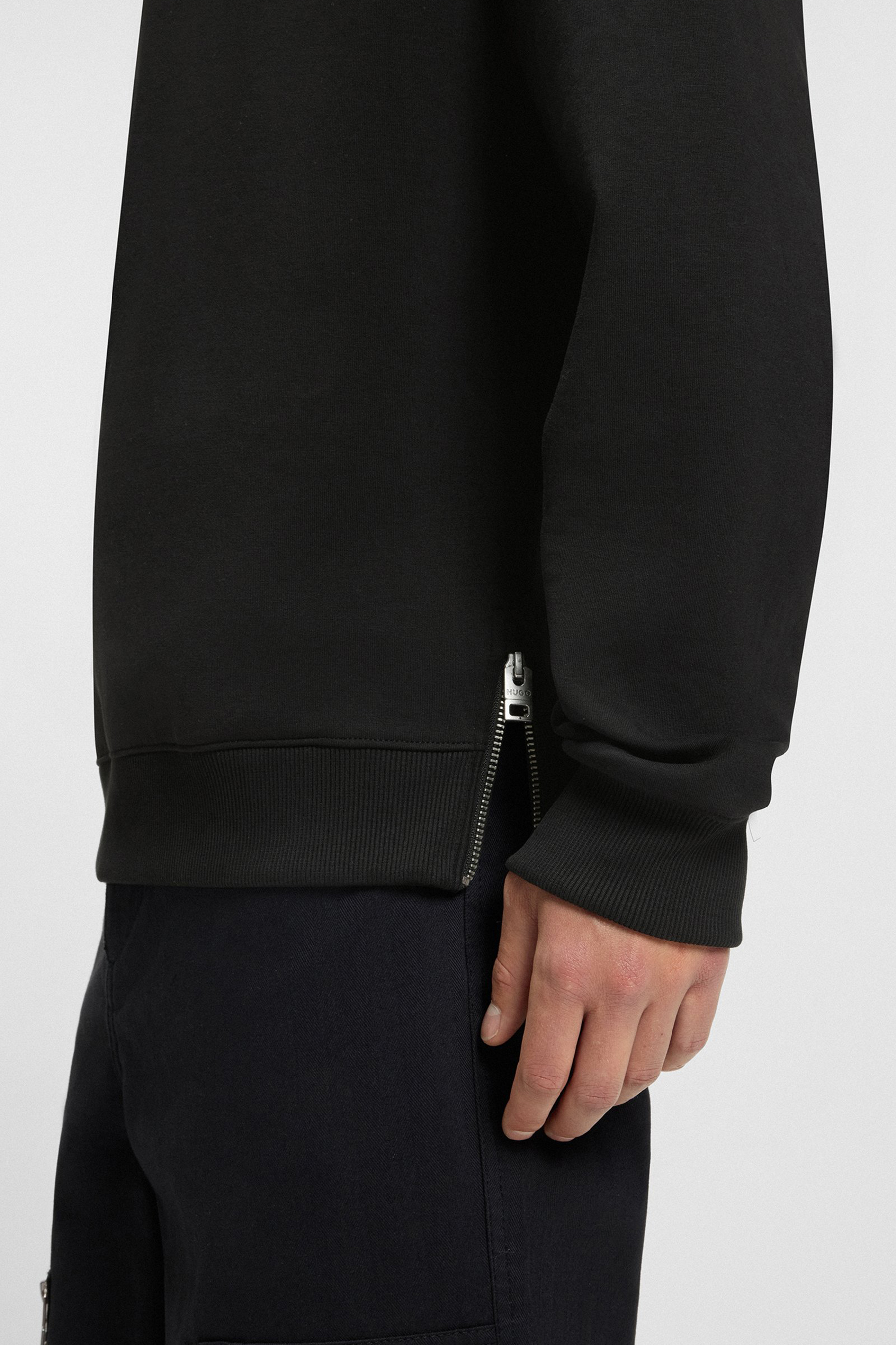 HUGO Relaxed Fit Interlock Cotton Blend Sweatshirt Dargencrew Langarm, Ärmel, Mantel, Jacke, Blazer