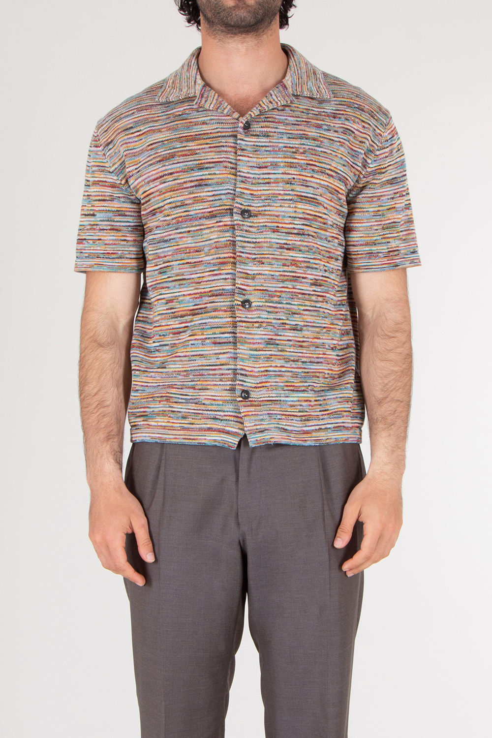 PAUL SMITH Knitted Signature Stripe Organic Cotton Short Sleeve Shirt