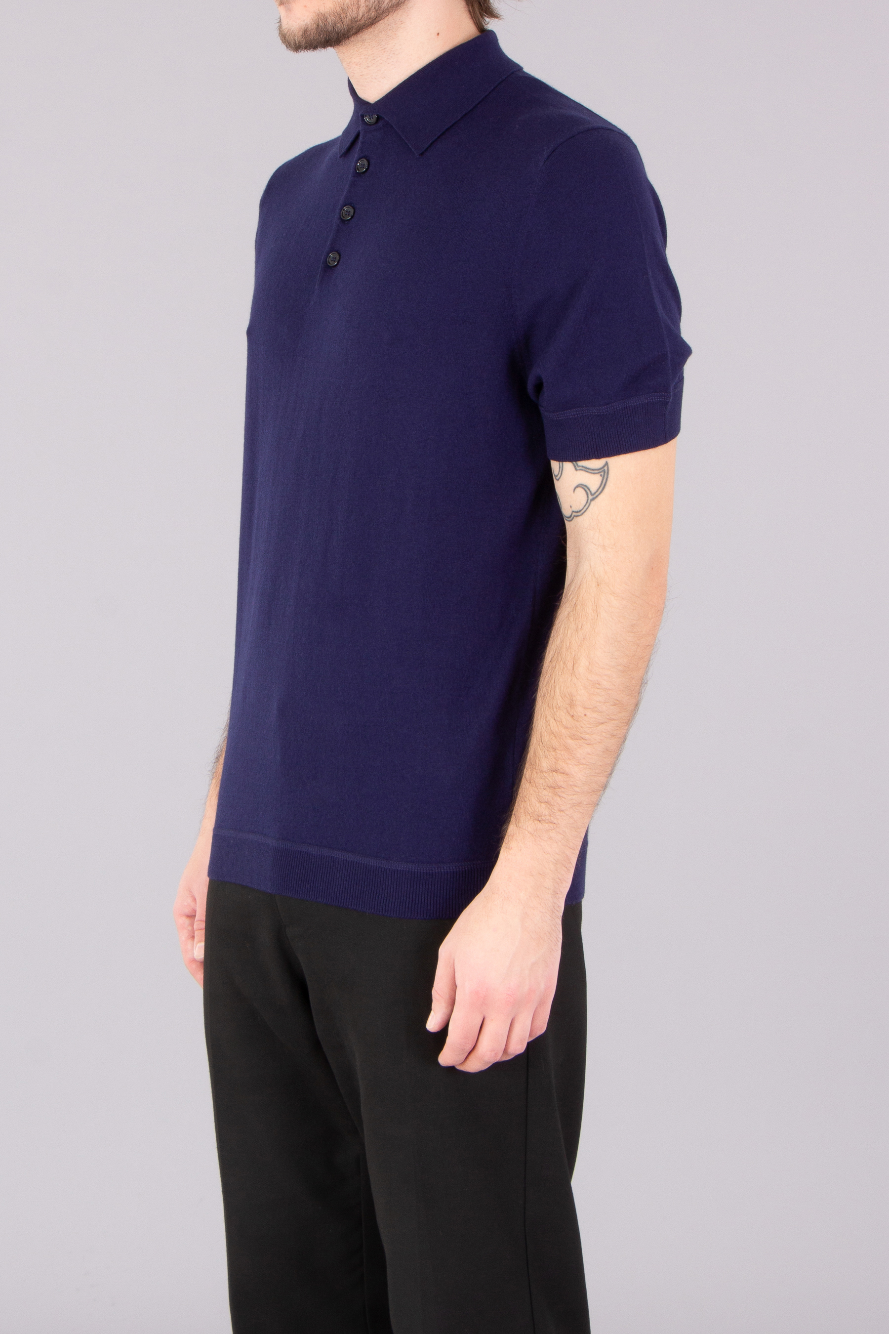 ALLUDE Cotton-Silk-Cashmere Blend Knit Polo ALLUDE Cotton-Silk-Cashmere Blend Knit Polo