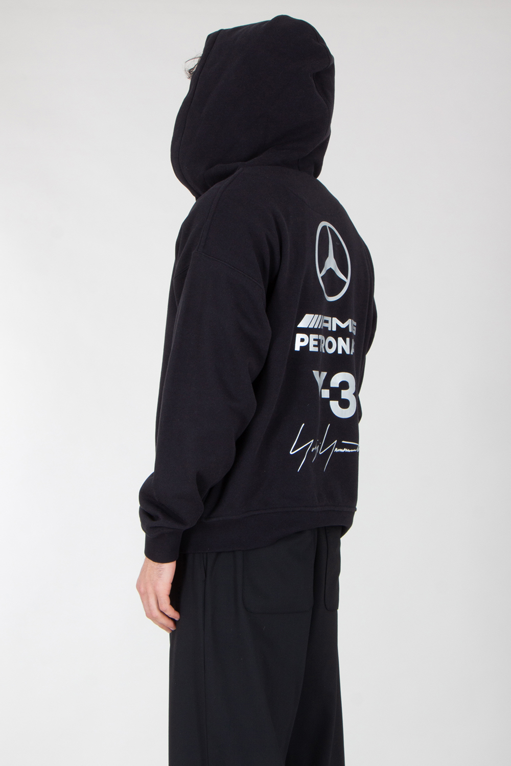 Y-3 x MERCEDES AMG PETRONAS Loose Fit Graphic Print Cotton Zip-Hoodie
