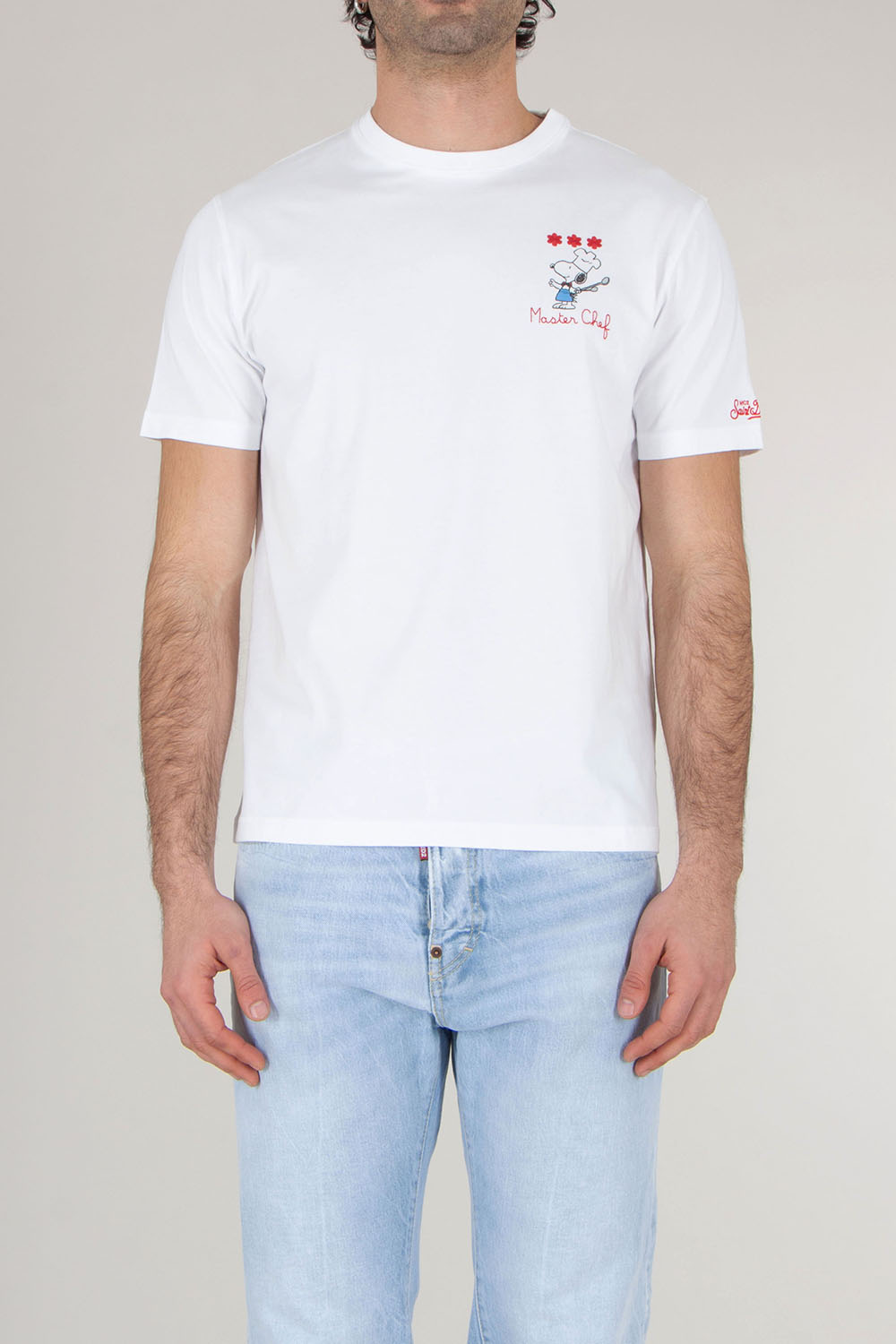 MC 2 SAINT BARTH Regular Fit Short Sleeve Printed and embroidered T-Shirt Port Of Snoopy Star Chef 