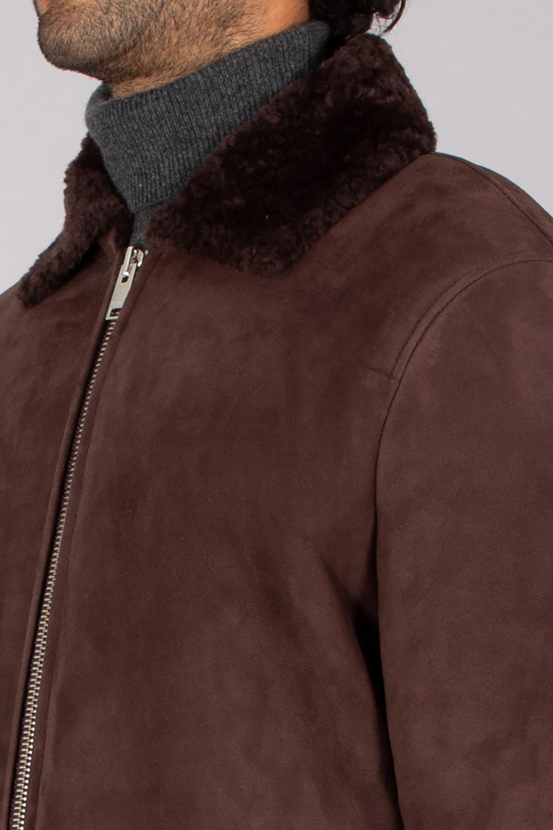 ARMA Regular Fit Shearling Suede Jacket Hara Bekleidung, Mantel, Jacke, Fleece