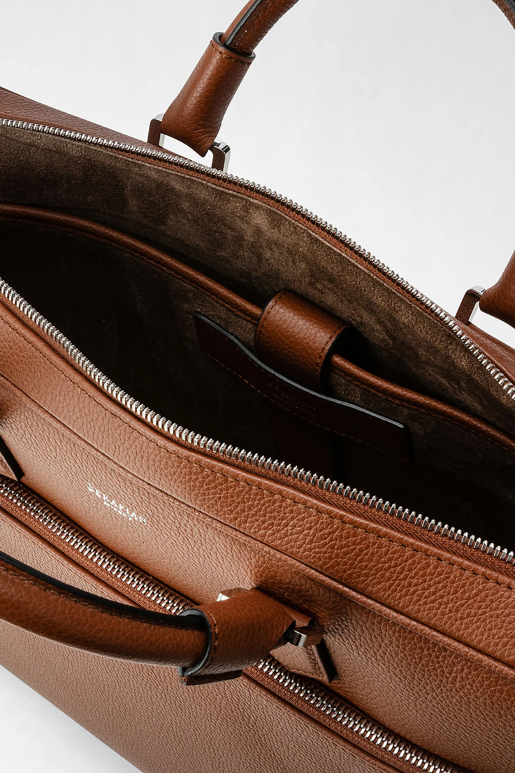 SERAPIAN Slim Cashmere Leather Briefcase SERAPIAN Slim Cashmere Leather Briefcase