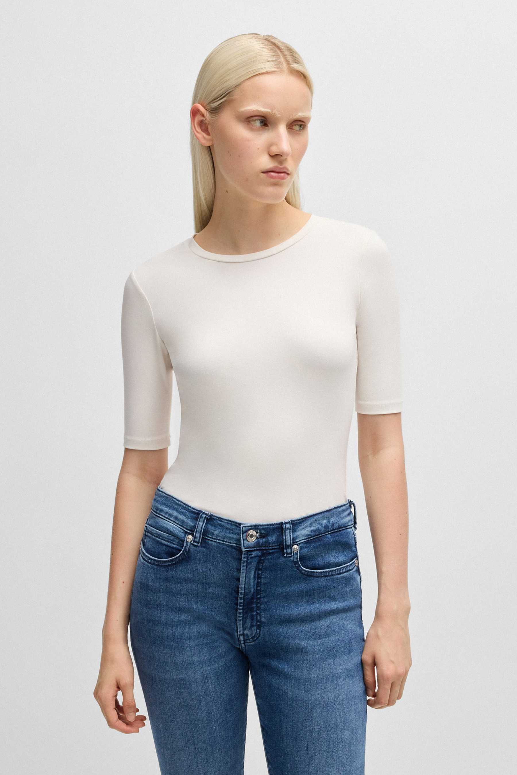 HUGO Slim Fit Cotton-Modal Stretch T-Shirt Darnelia