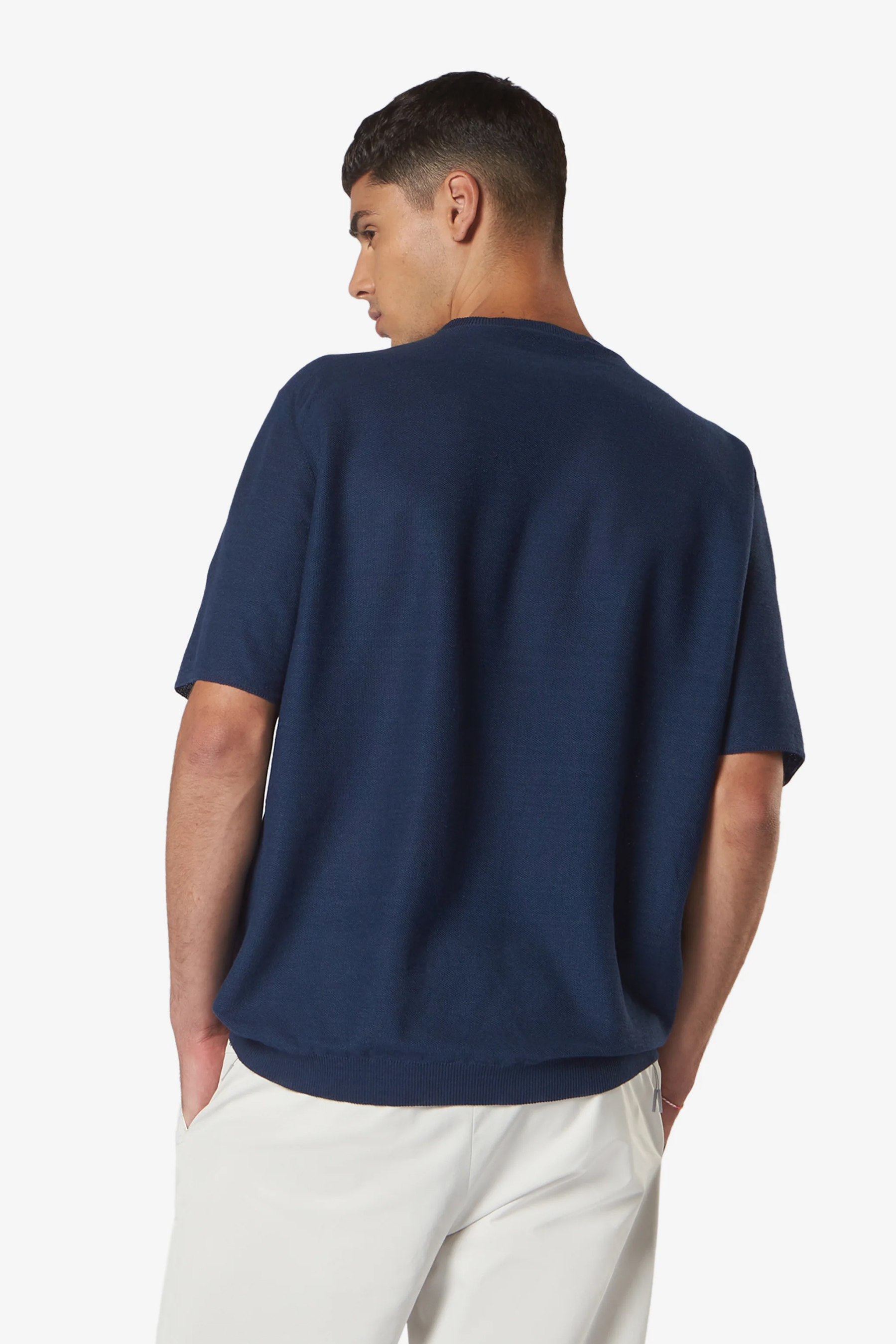 SEASE Regular Fit Linen-Cotton Blend Knit T-Shirt