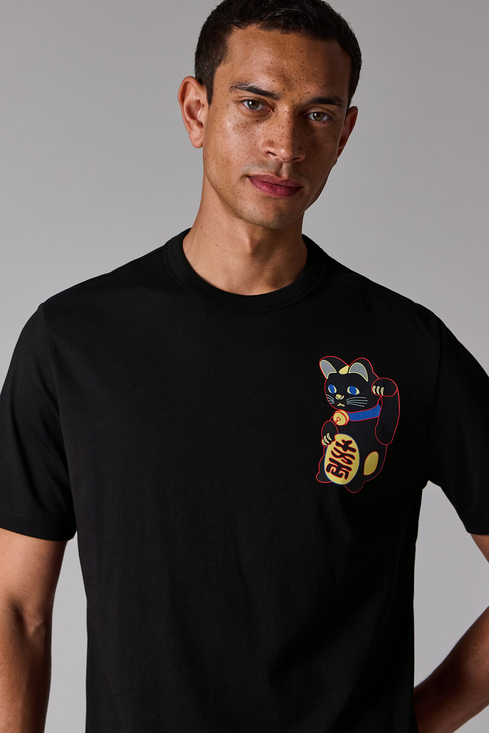 PAUL SMITH Casual Fit Lucky Cat Print Organic Cotton Jersey T-Shirt