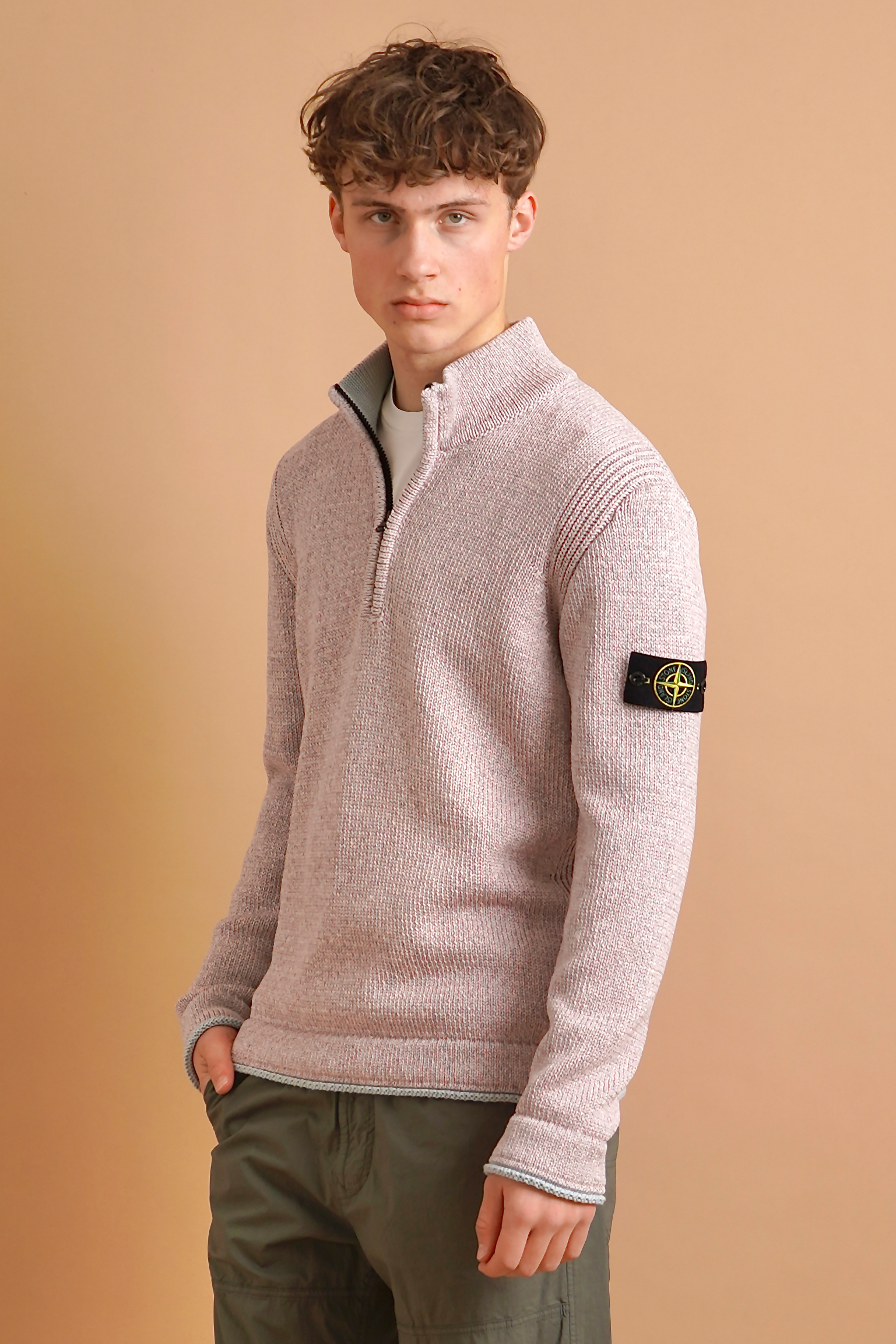 STONE ISLAND Spray-Coloured Cotton Half Zip Sweater STONE ISLAND Spray-Coloured Cotton Half Zip Sweater