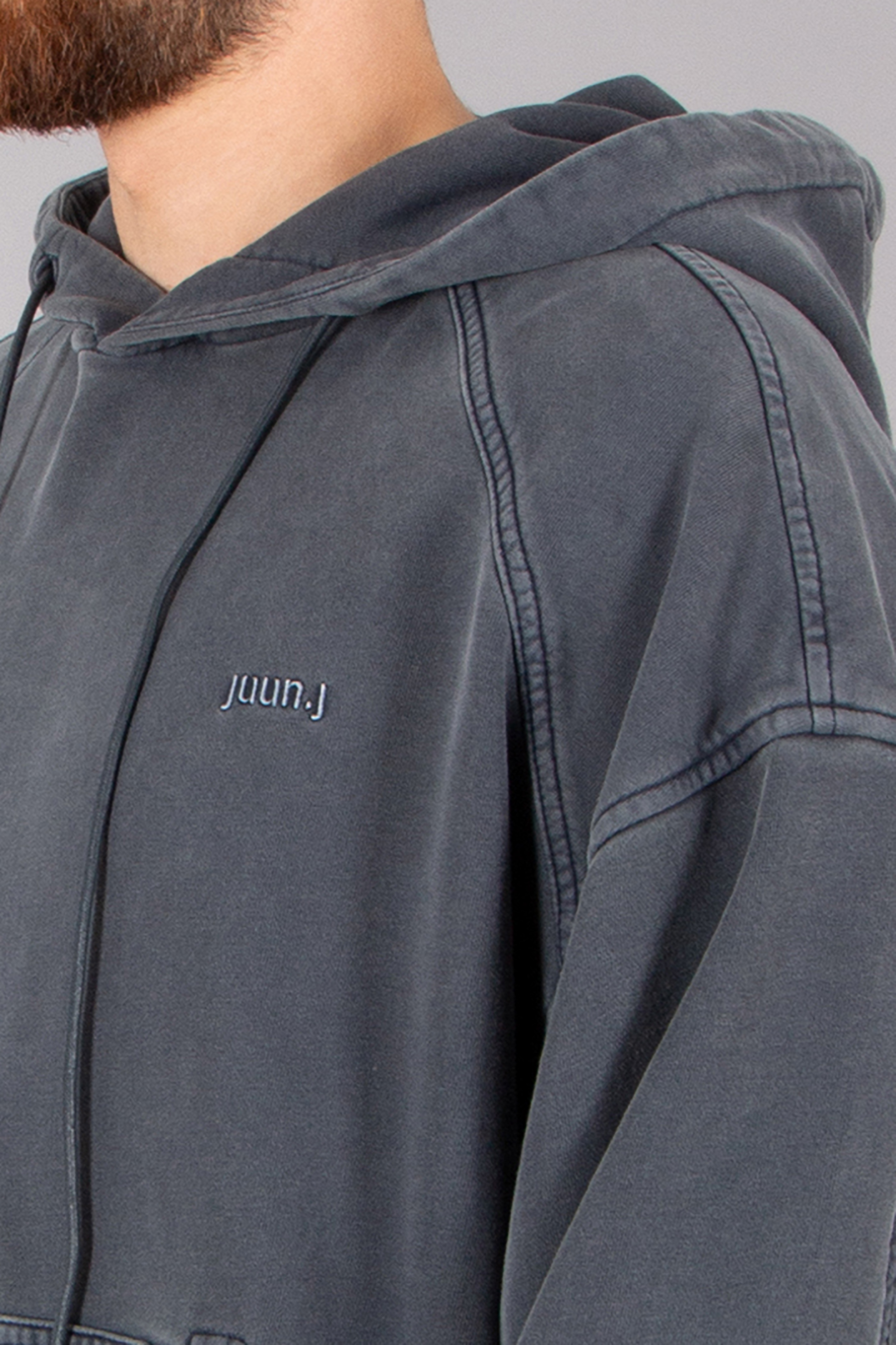 JUUN.J Loose Fit WORKOUTURE Embroidery Cotton Hoodie JUUN.J Loose Fit WORKOUTURE Embroidery Cotton Hoodie