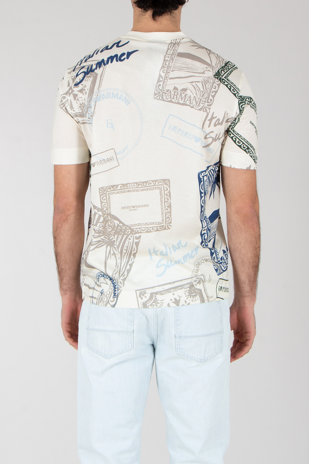 EMPORIO ARMANI Regular Fit Digital Print Lyocell-Cotton Jersey T-Shirt