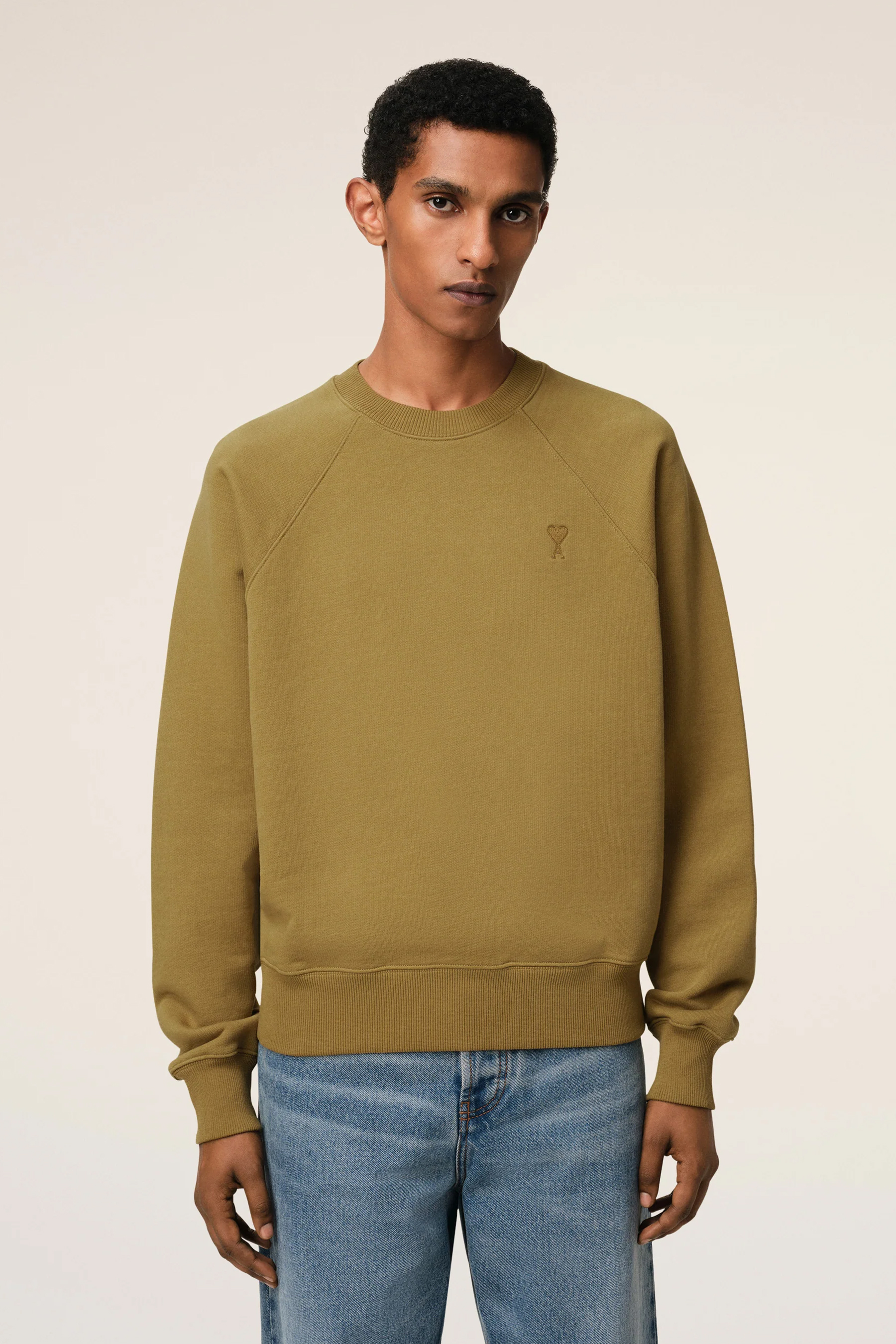 AMI PARIS Boxy Fit Ami de Coeur Organic Cotton Fleece Sweatshirt