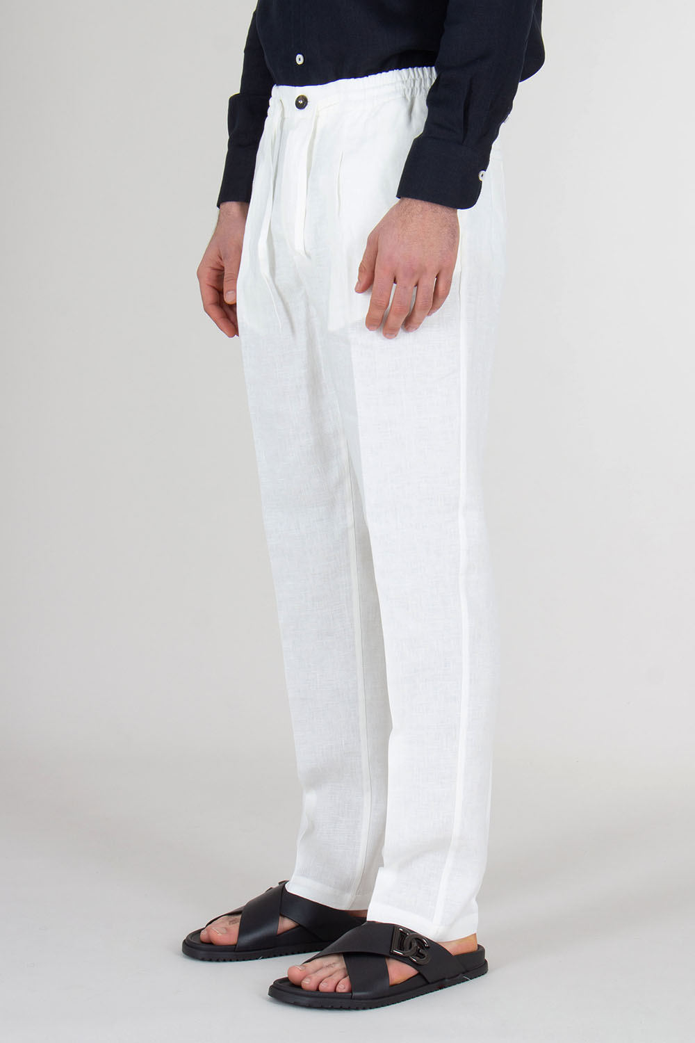 AURÉLIEN Slim Fit Linen Drawstring Trousers Seaside