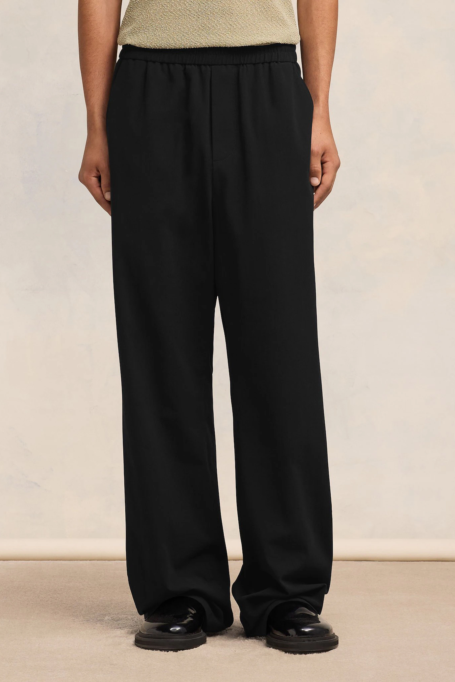 AMI PARIS Wide Leg Cotton Crepe Pants