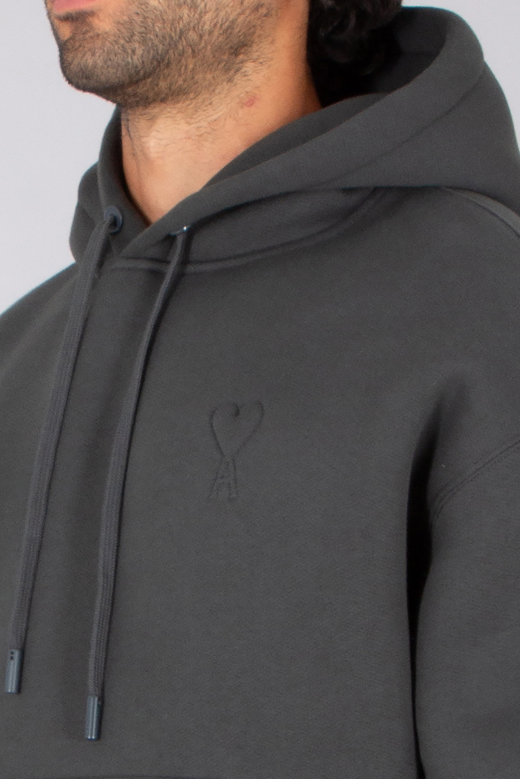 AMI PARIS Comfort Fit Ami De Coeur Brushed Cotton Blend Fleece Hoodie Vlies, Pullover, Sweatshirt, Kapuzenpulli, Person