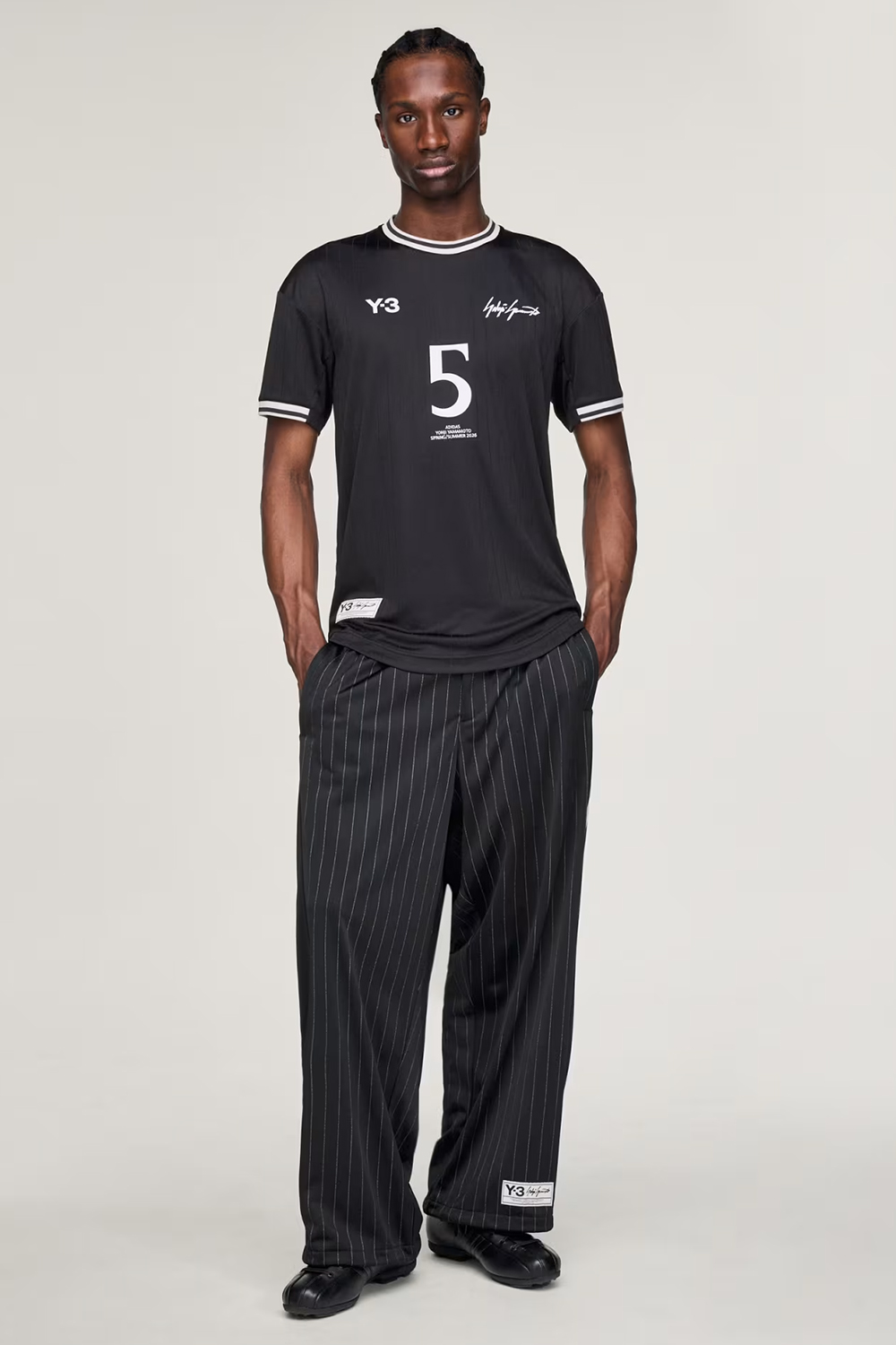 Y-3 Regular Fit Pinstripe Jude Bellingham Football Jersey