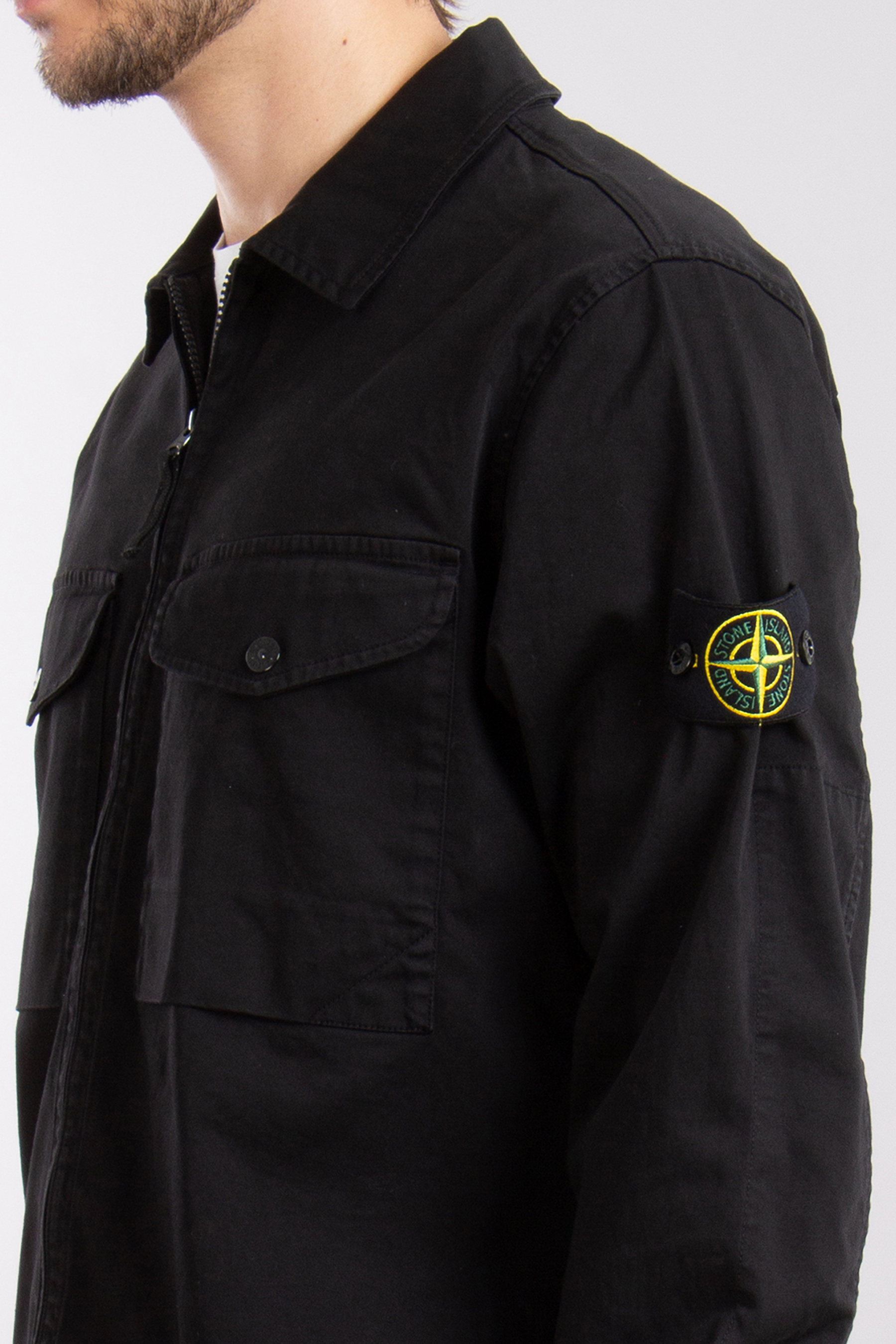 STONE ISLAND Organic Cotton Stretch Satin Overshirt STONE ISLAND Organic Cotton Stretch Satin Overshirt