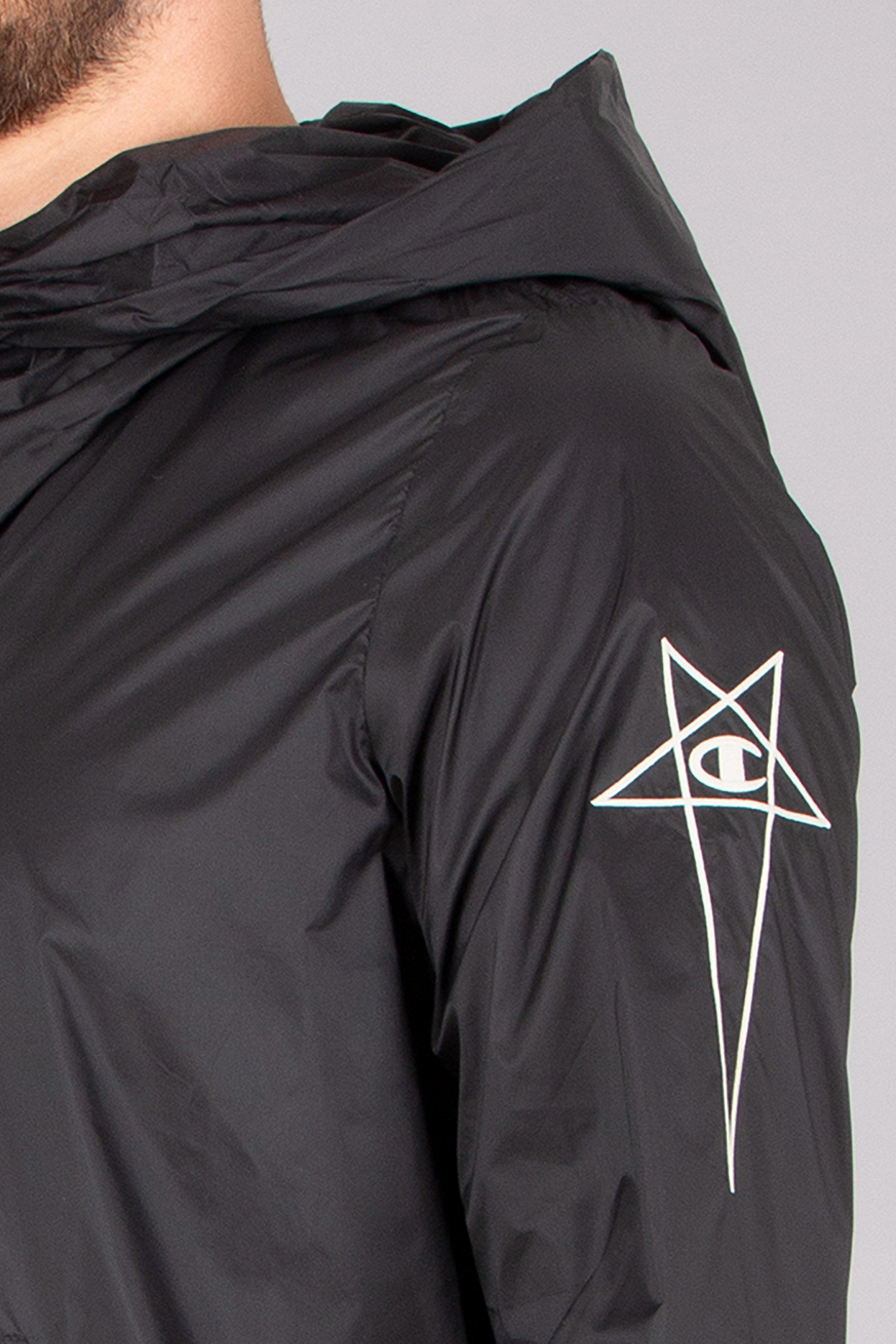RICK OWENS DRKSHDW X Champion Recycled Nylon Zip-Up Mountain Hoodie RICK OWENS DRKSHDW X Champion Recycled Nylon Zip-Up Mountain Hoodie