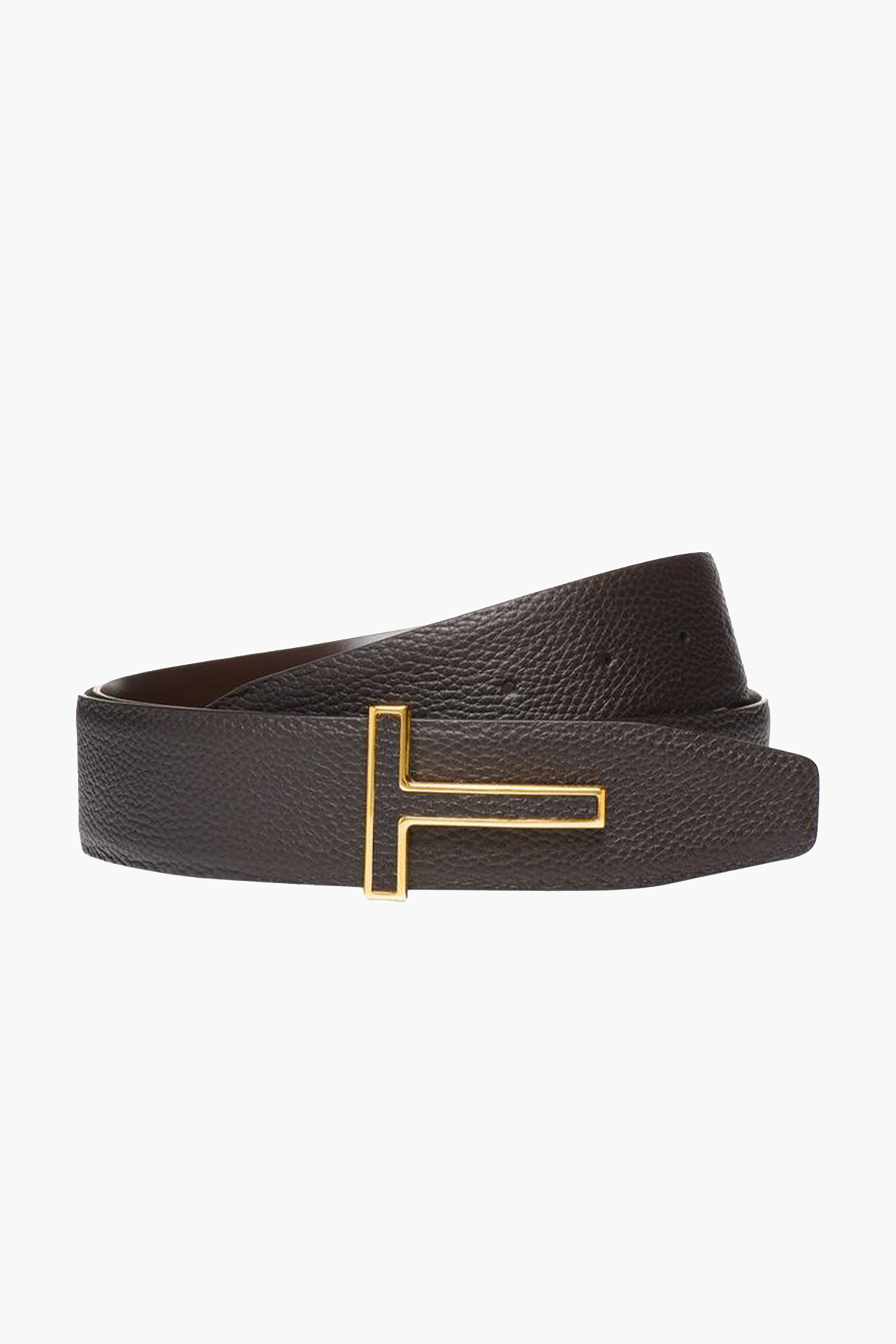 TOM FORD Reversible Grained Leather Logo Belt