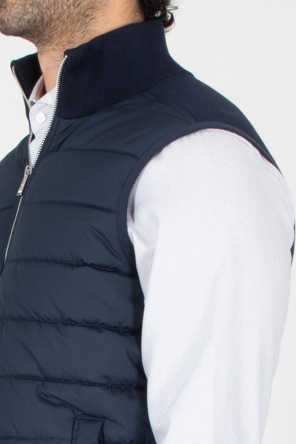 BOSS Regular Fit Passed Technical Fabric & Cotton-Virgin Wool Blend Knit Vest H-Urwin