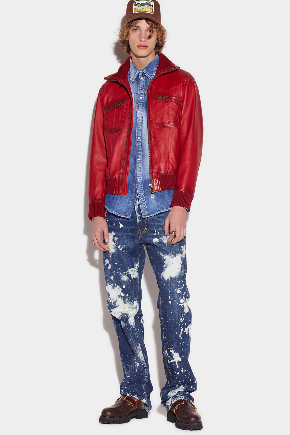 DSQUARED2 New Aviator Leather Bomber Jacket DSQUARED2 New Aviator Leather Bomber Jacket