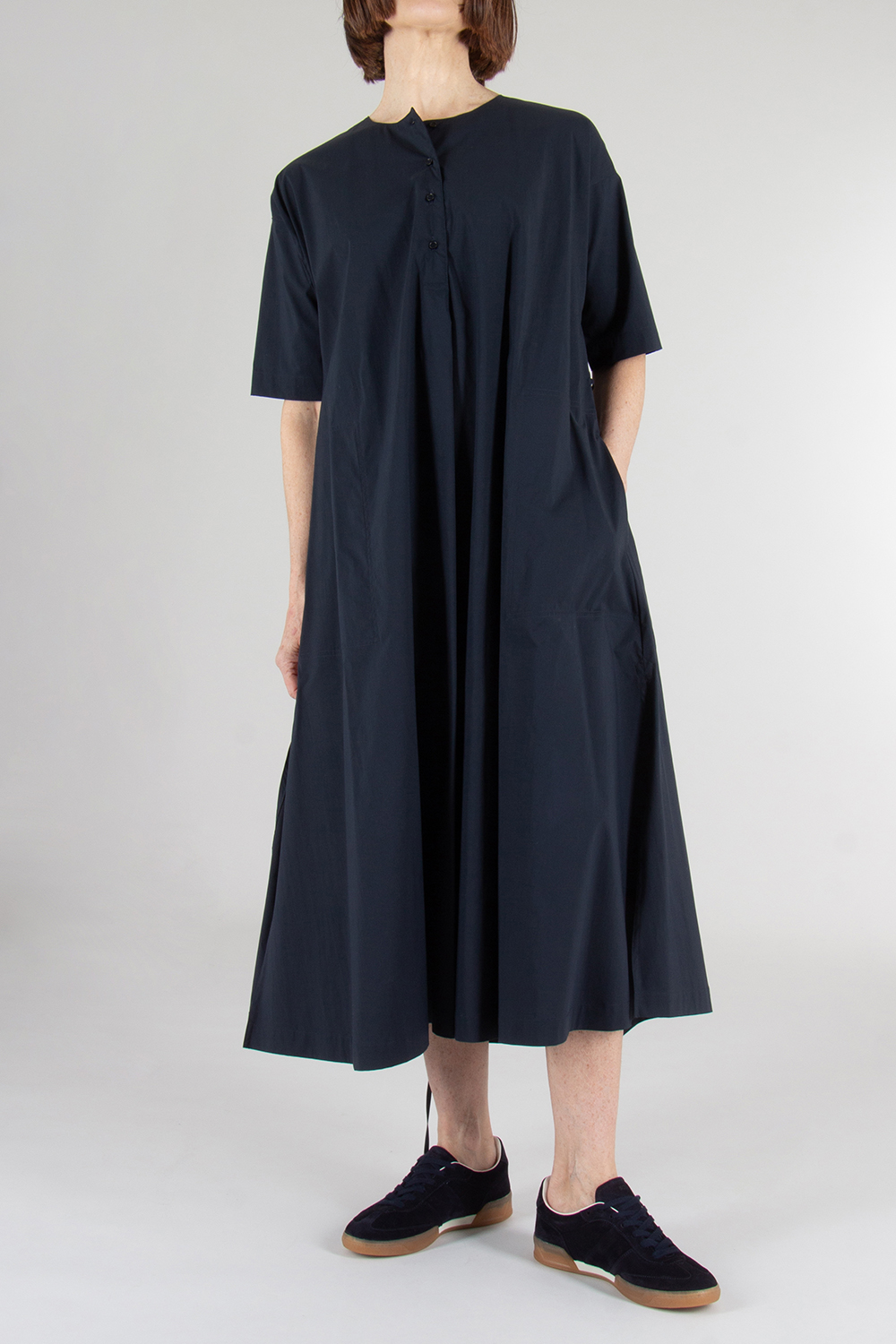 ASPESI Cotton Nylon Waist Tied Shirt Dress