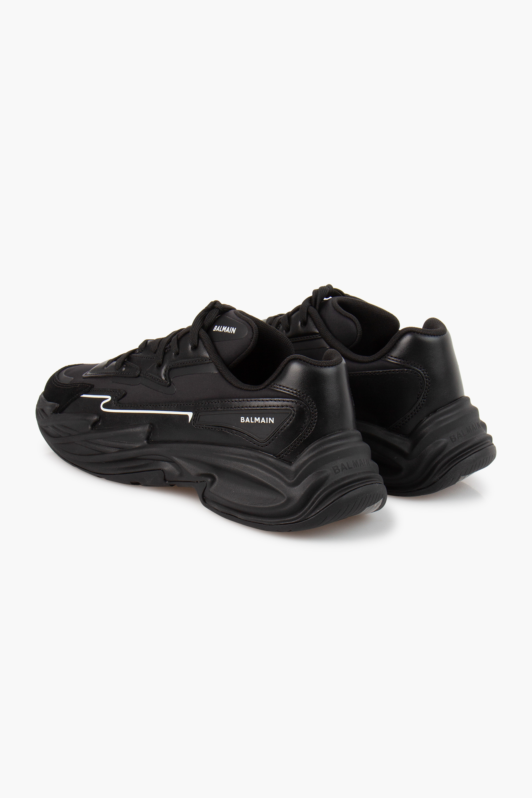 BALMAIN Low Top Faux Leather Sneakers Run-Row BALMAIN Low Top Faux Leather Sneakers Run-Row