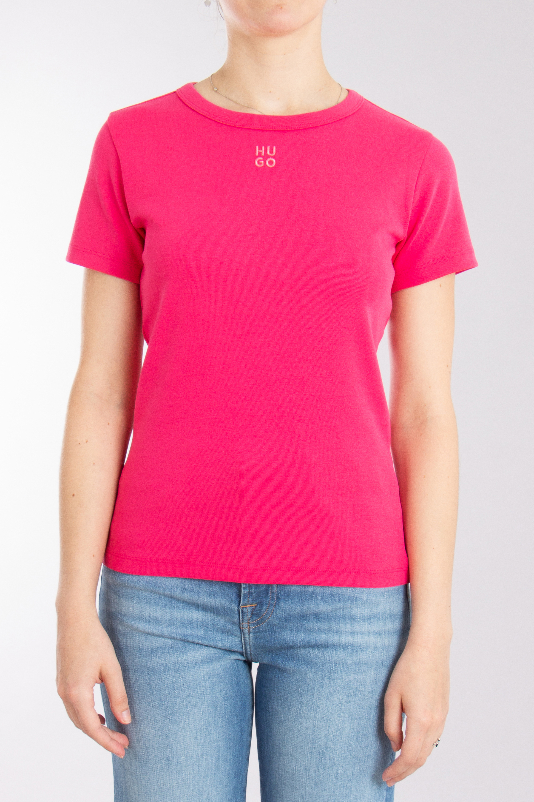 HUGO Embroidered Cotton Blend Stretch T-Shirt Deloris HUGO Embroidered Cotton Blend Stretch T-Shirt Deloris