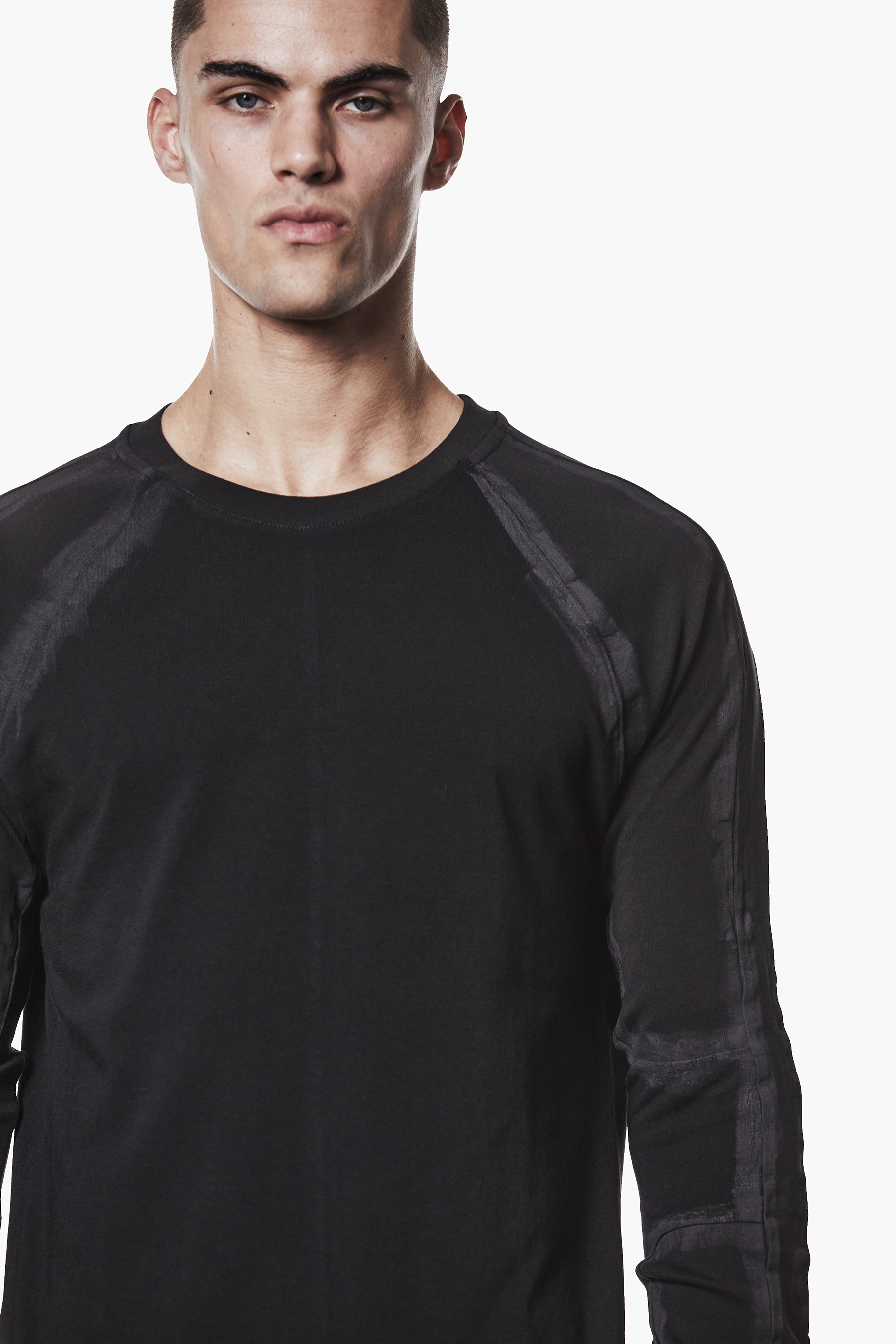 THOM KROM Regular Fit Hand Painted Cotton-Modal Stretch Jersey Long-Sleeve T-Shirt Langarm, Ärmel, Hemd, Mann, Person