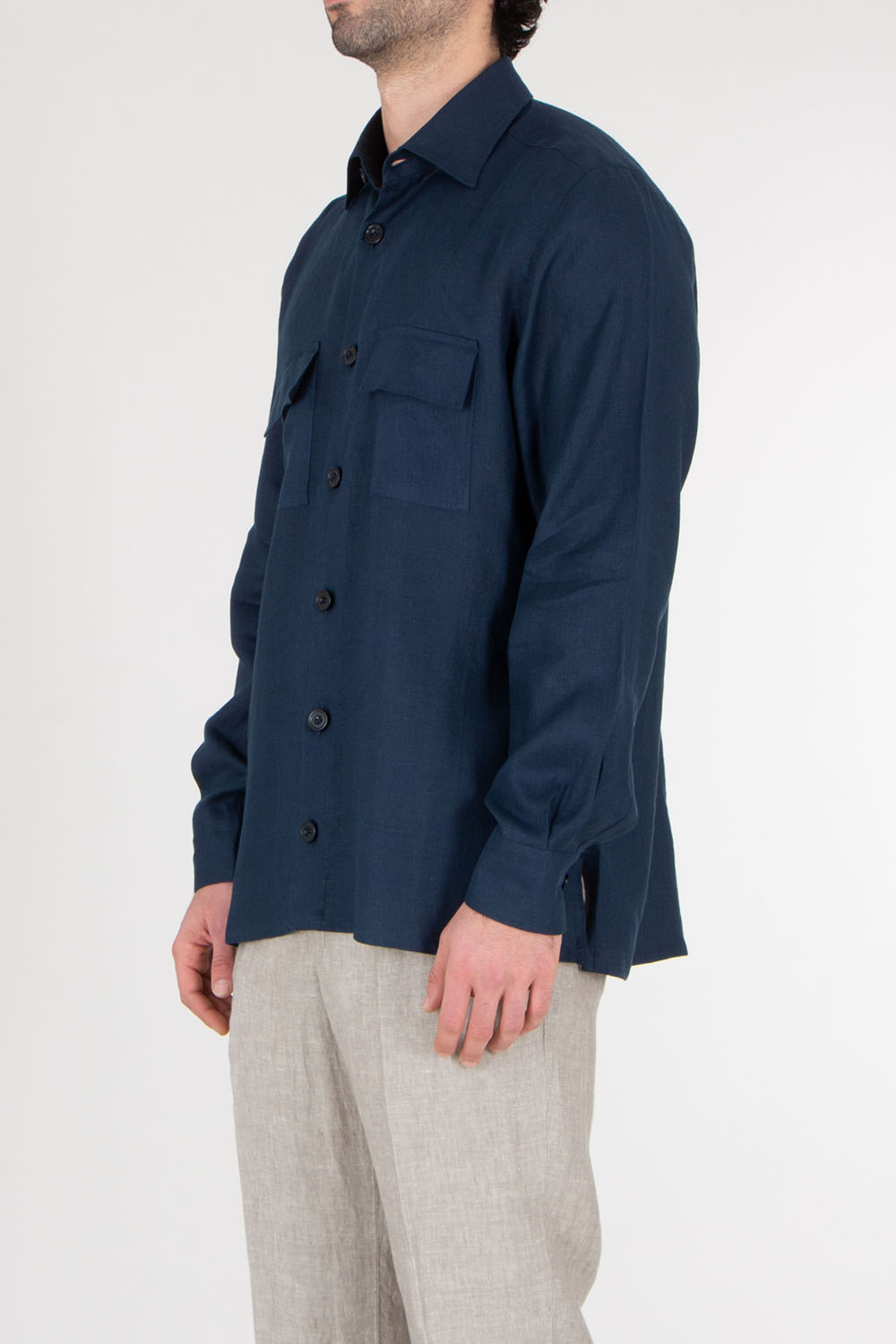 KITON Regular Fit Linen Overshirt