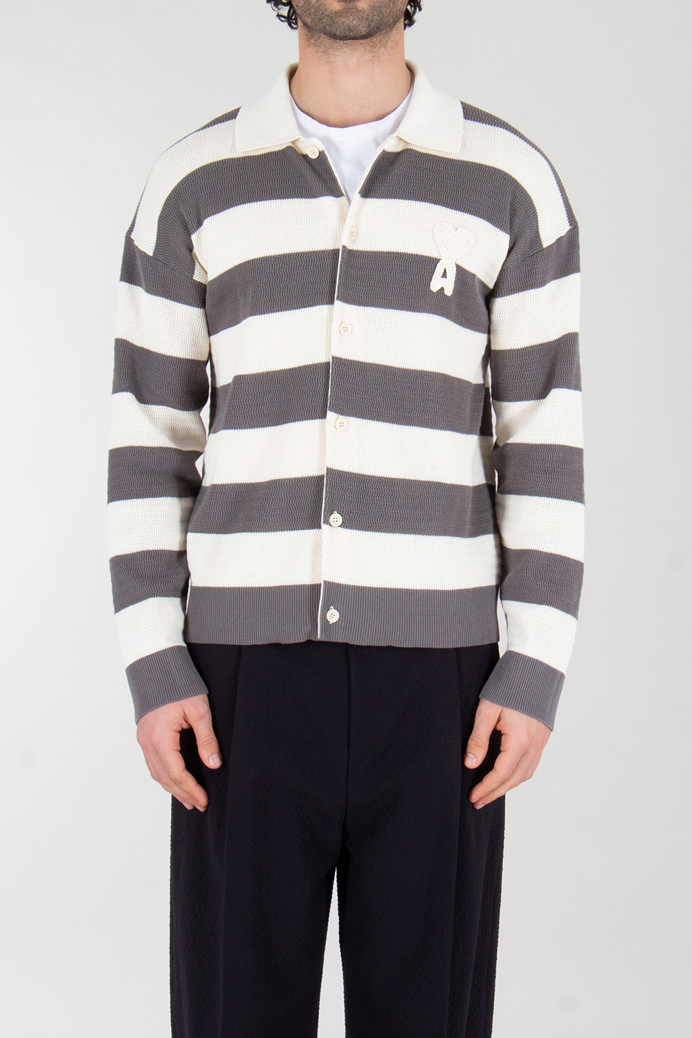 AMI PARIS Knitted Cotton Cardigan Ami De Coeur 